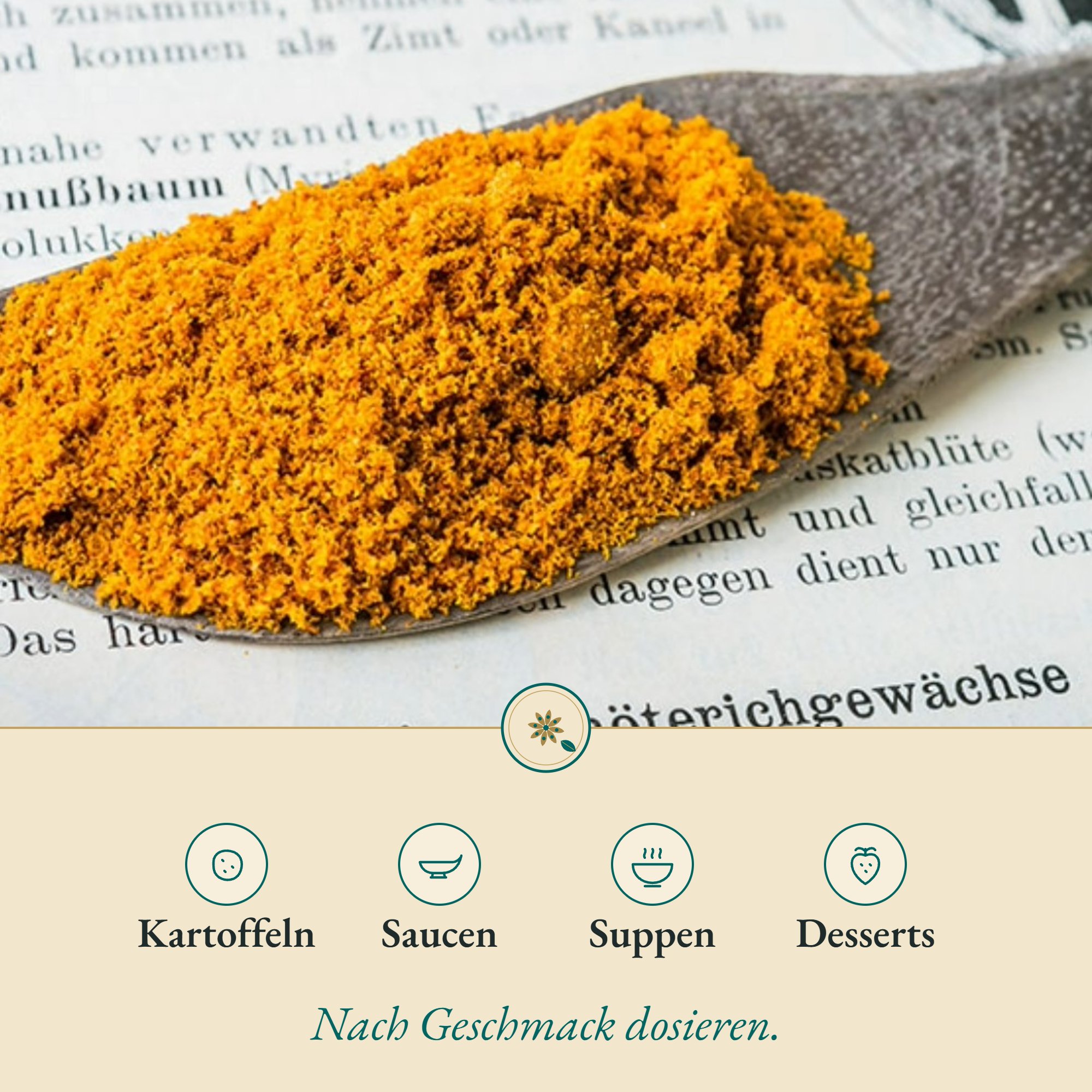 Muskatblüte/Macisblüte gemahlen passt zu Kartoffeln, Saucen, Suppen und Desserts