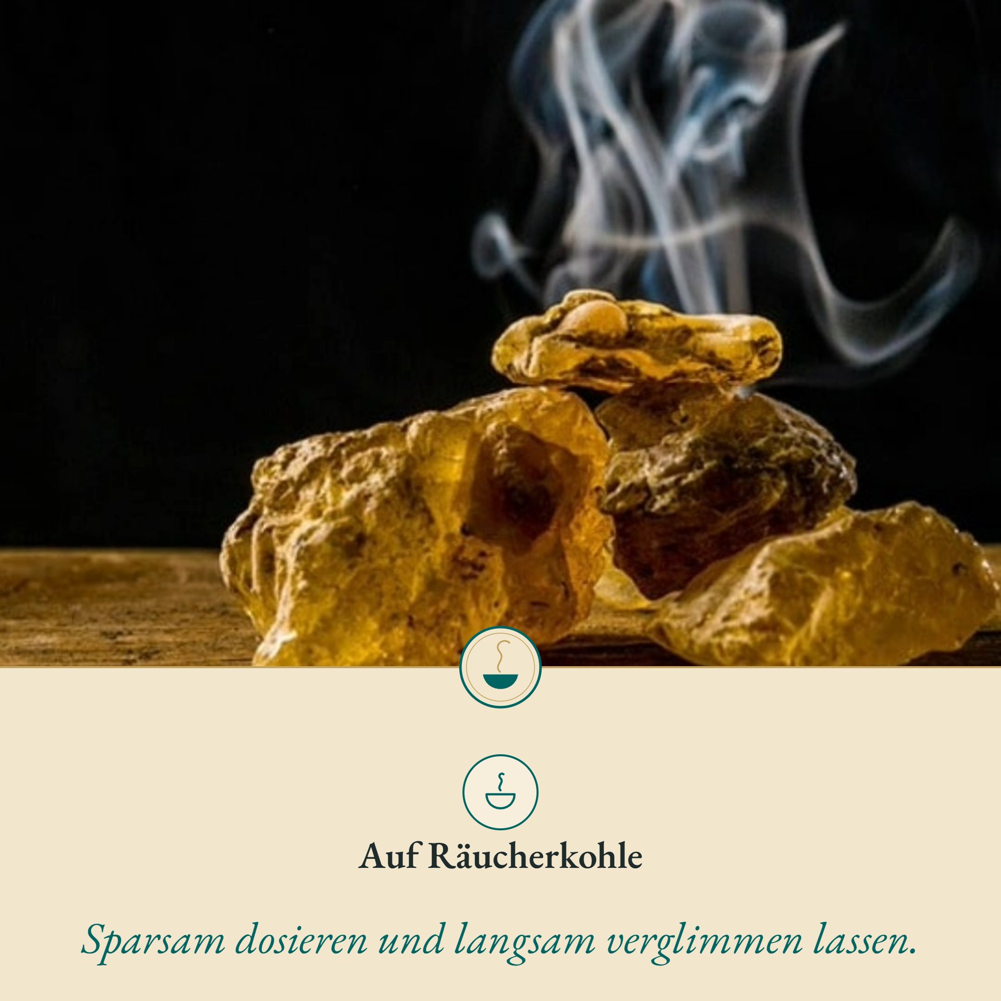 Anwendung Copal gold: auf Räucherkohle