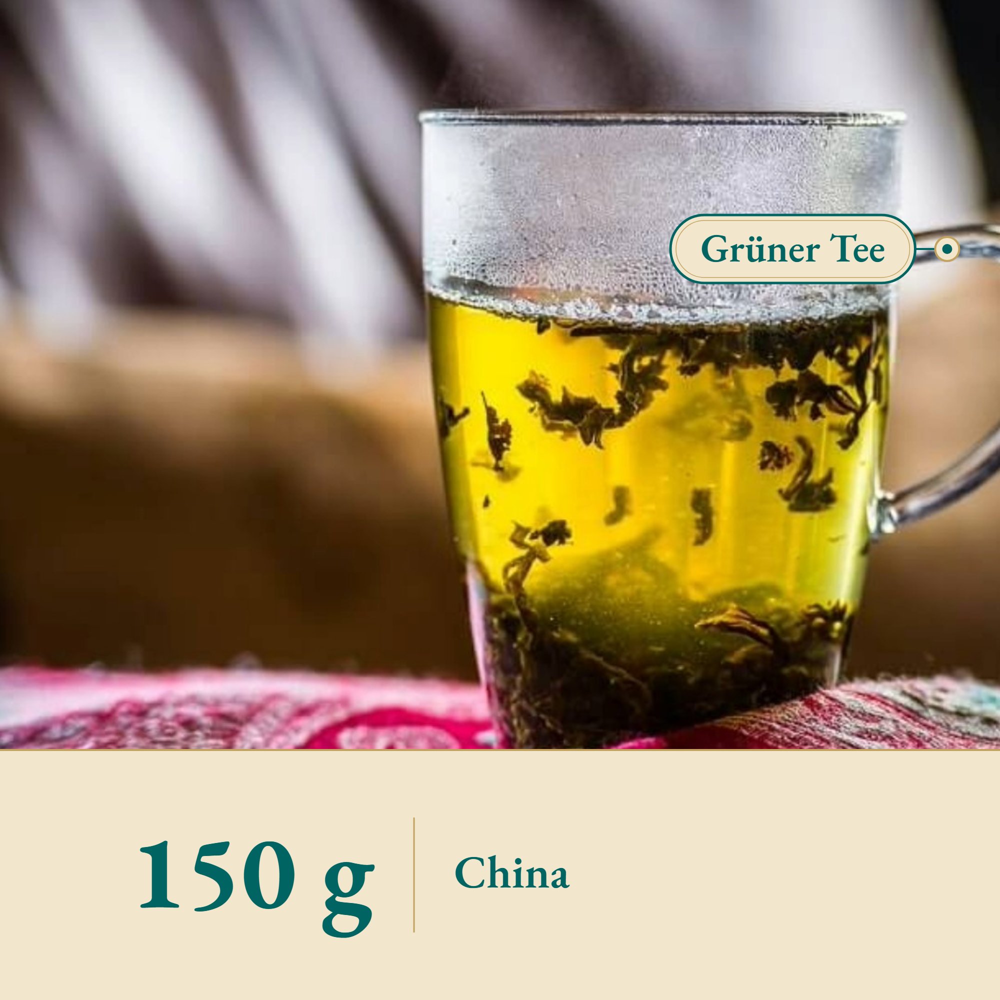 Nahaufnahme Grüner Tee Gun Powder aus China – Kräuterparadies seit 1887