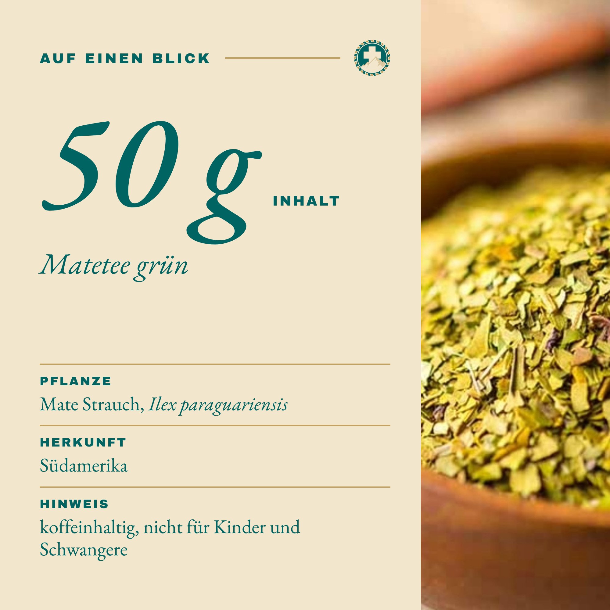 Matetee grün 50 g auf einen Blick