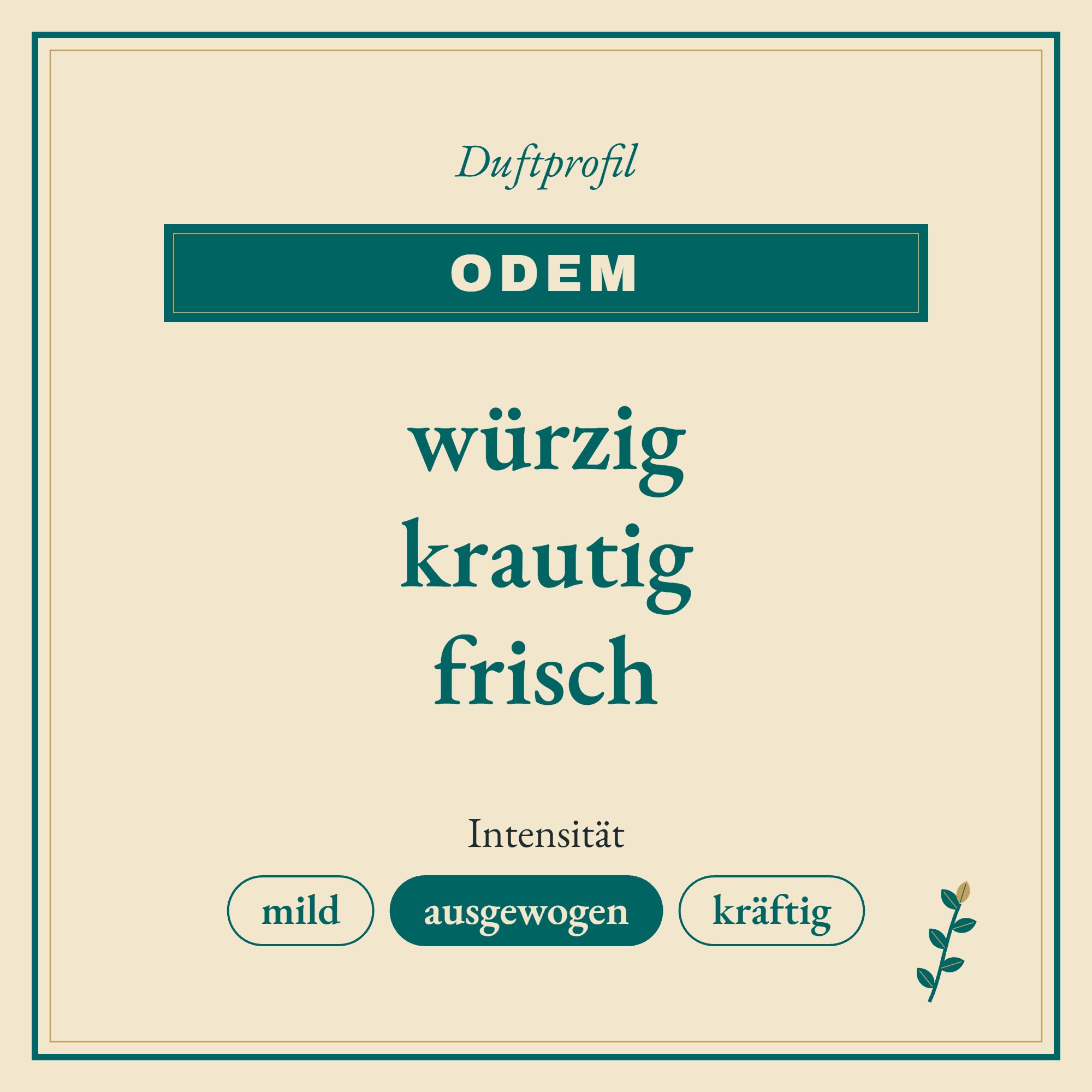 Duftprofil Odem: würzig, krautig und frisch