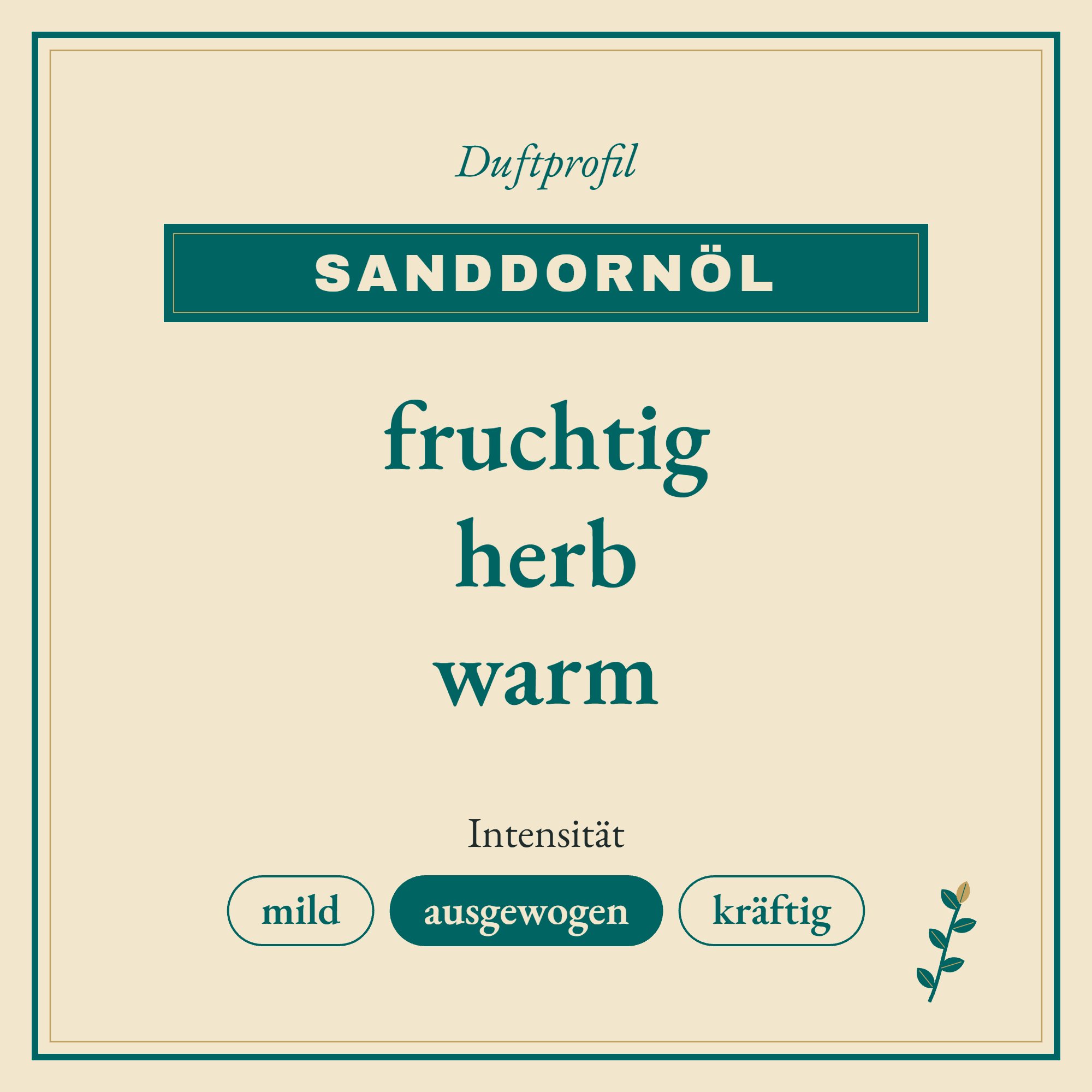 Duftprofil Sanddornöl: fruchtig, herb und warm