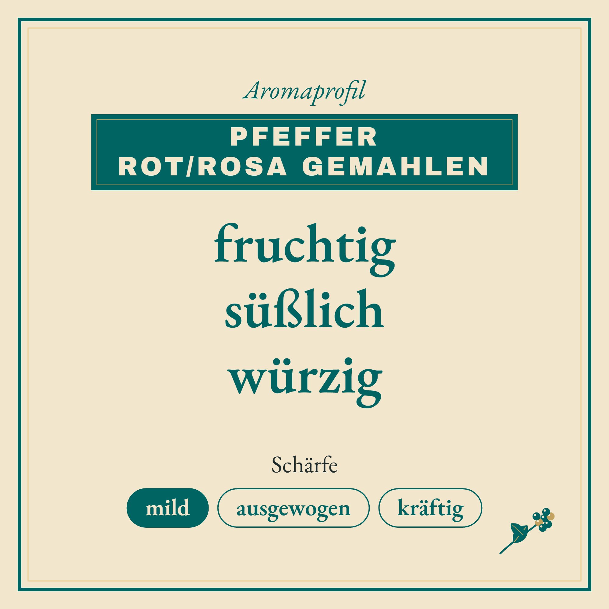 Aromaprofil Pfeffer rot/rosa gemahlen: fruchtig, süßlich und würzig