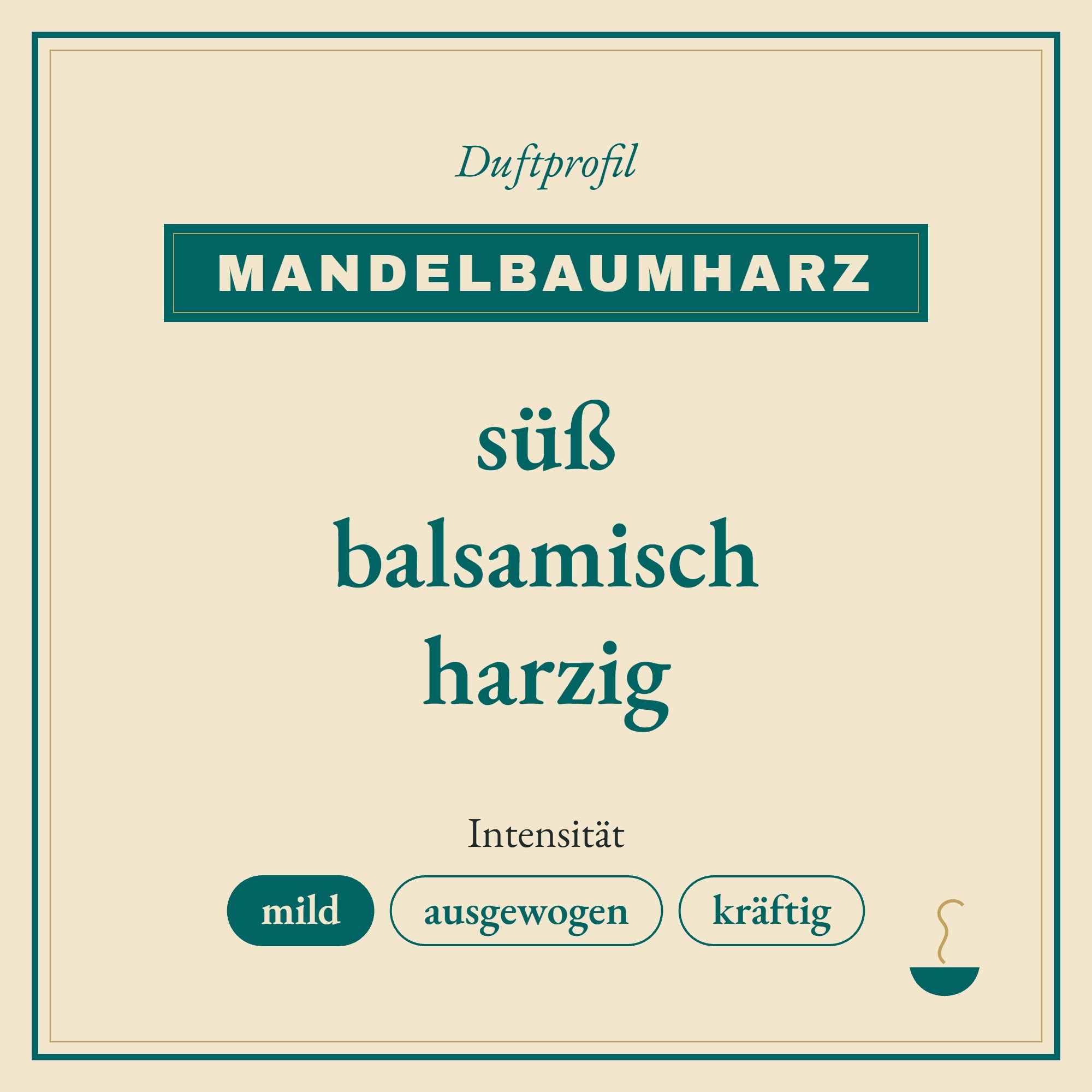 Duftprofil Mandelbaumharz: süß, balsamisch und harzig