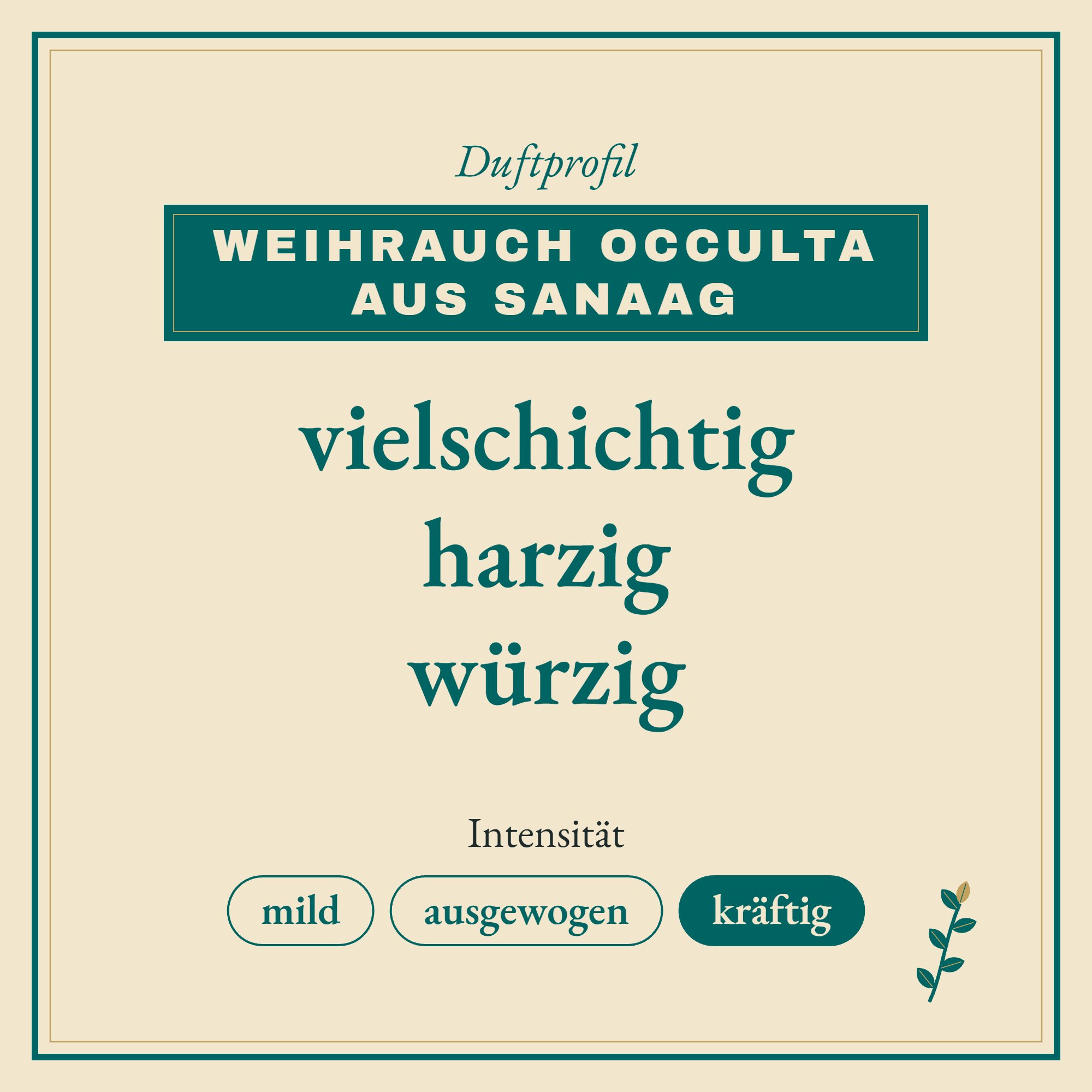 Duftprofil Weihrauch occulta aus Sanaag: vielschichtig, harzig und würzig