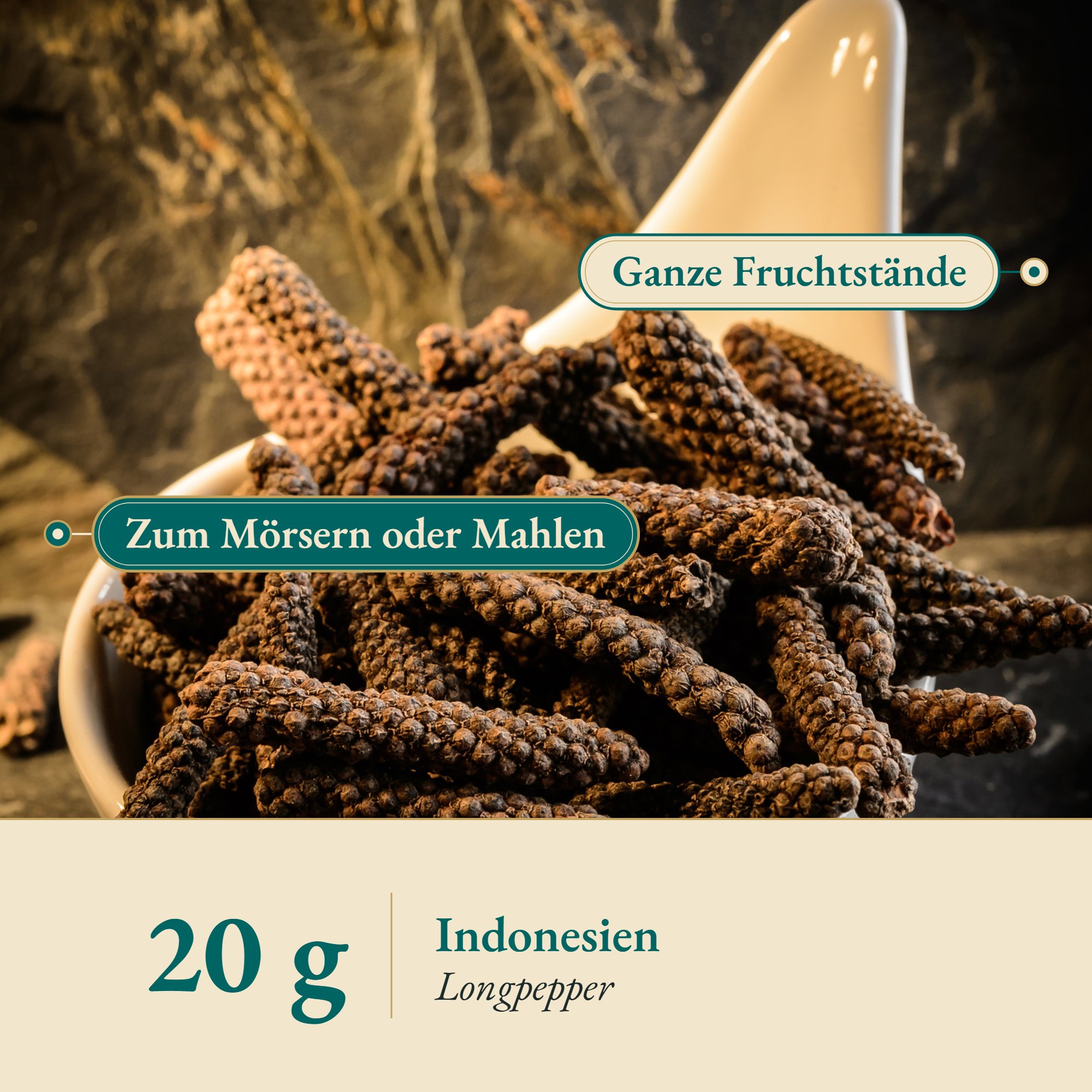 Nahaufnahme Pfeffer lang/Longpepper indon. aus Indonesien – Kräuterparadies seit 1887