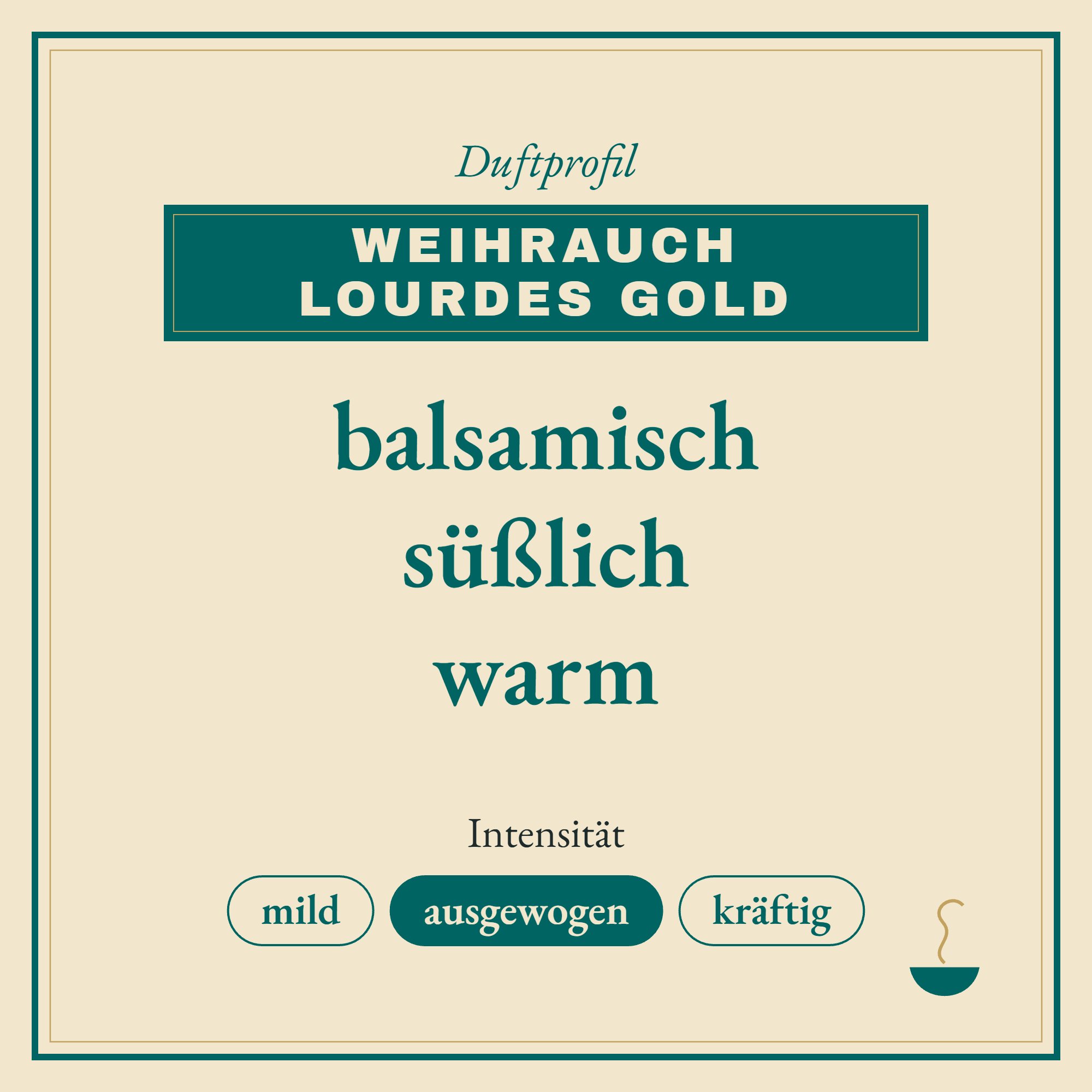Duftprofil Weihrauch Lourdes Gold: balsamisch, süßlich und warm