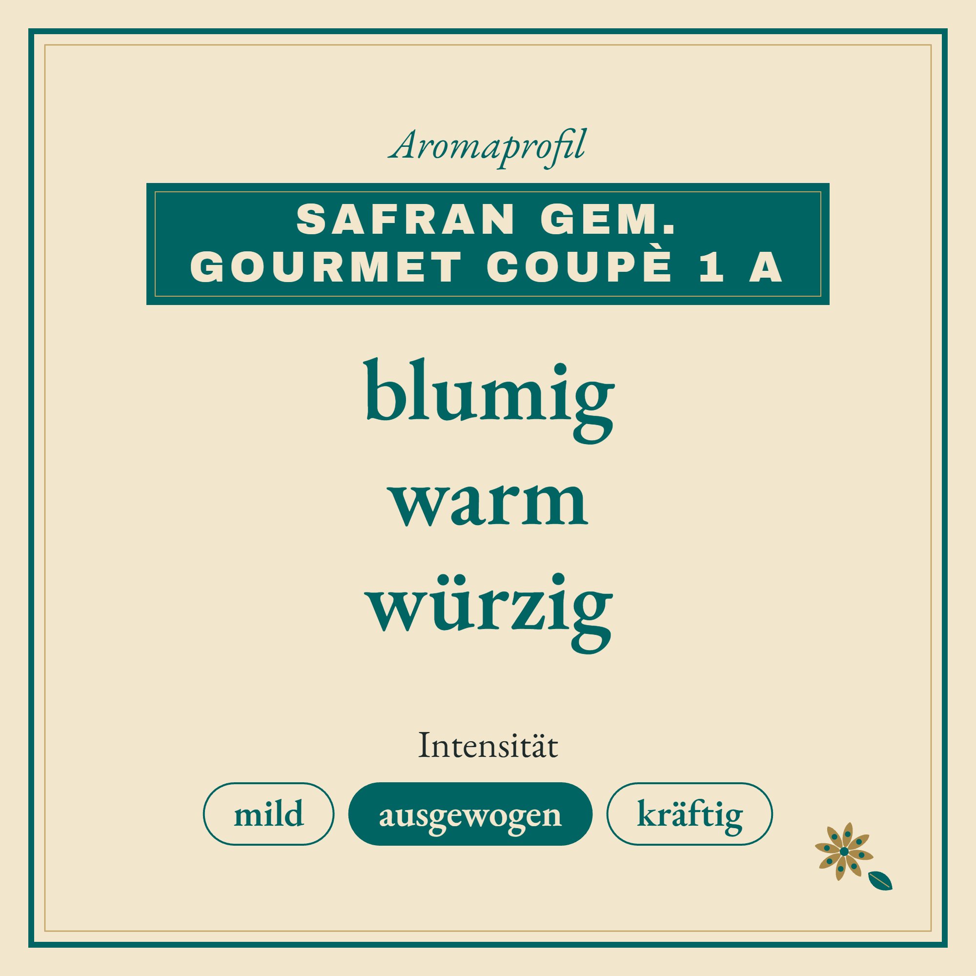 Aromaprofil Safran gem. Gourmet Coupè 1 A: blumig, warm und würzig