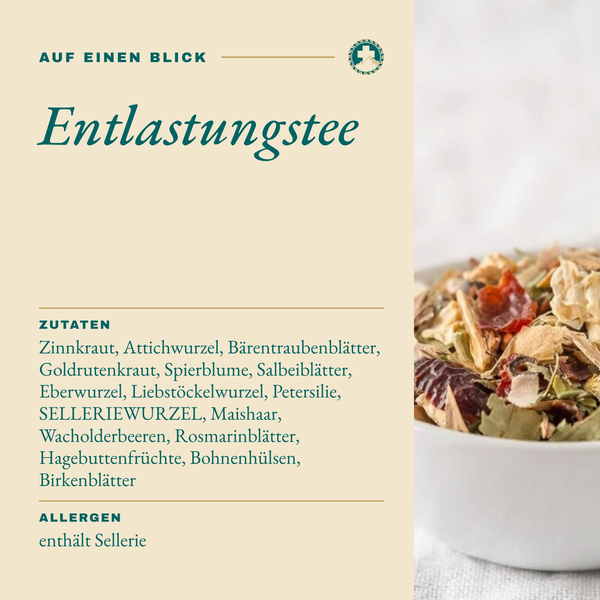 Entlastungstee auf einen Blick: Inhalt und Zutaten