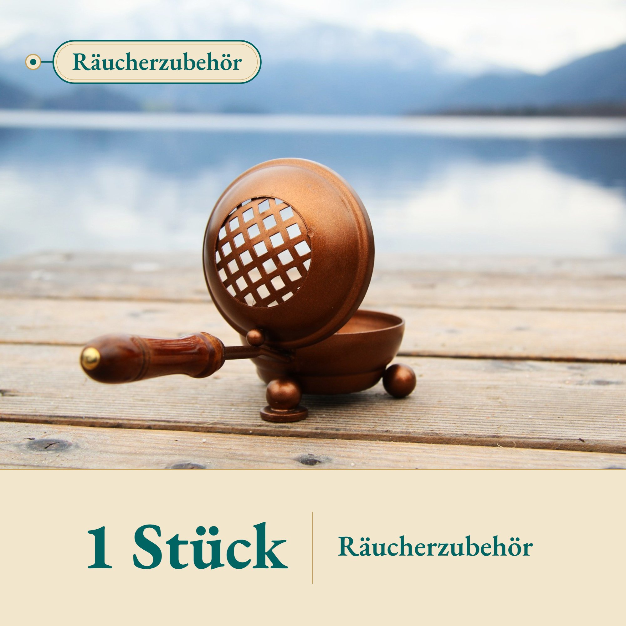 Nahaufnahme Räucherpfanne B Kupfer D 11cm – Kräuterparadies seit 1887