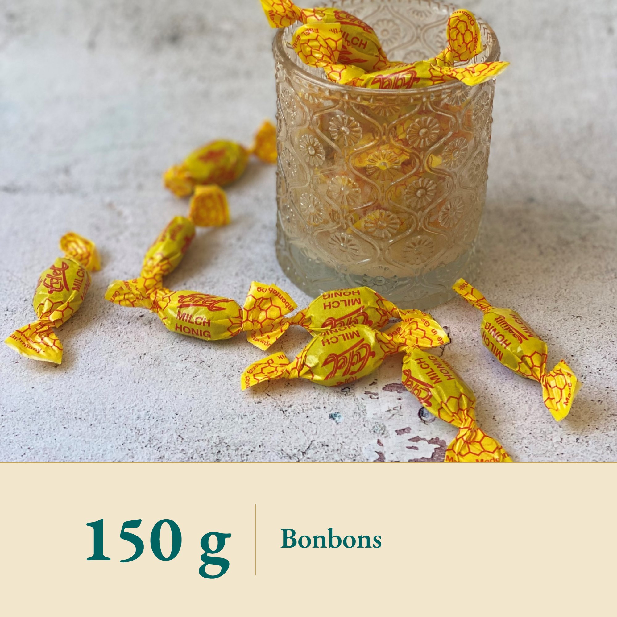 Nahaufnahme Honig Milch Bonbon – Kräuterparadies seit 1887