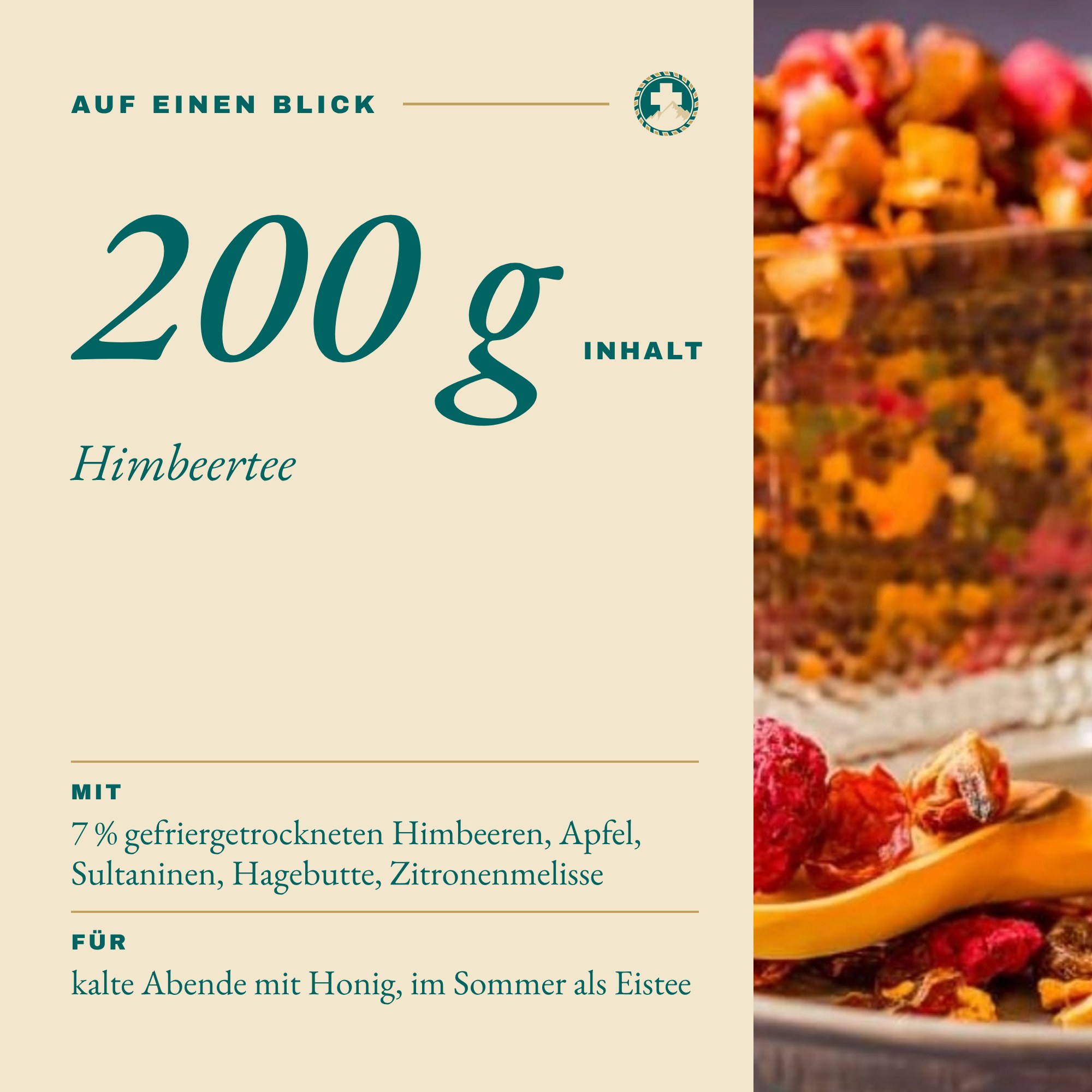 Himbeertee 200 g auf einen Blick