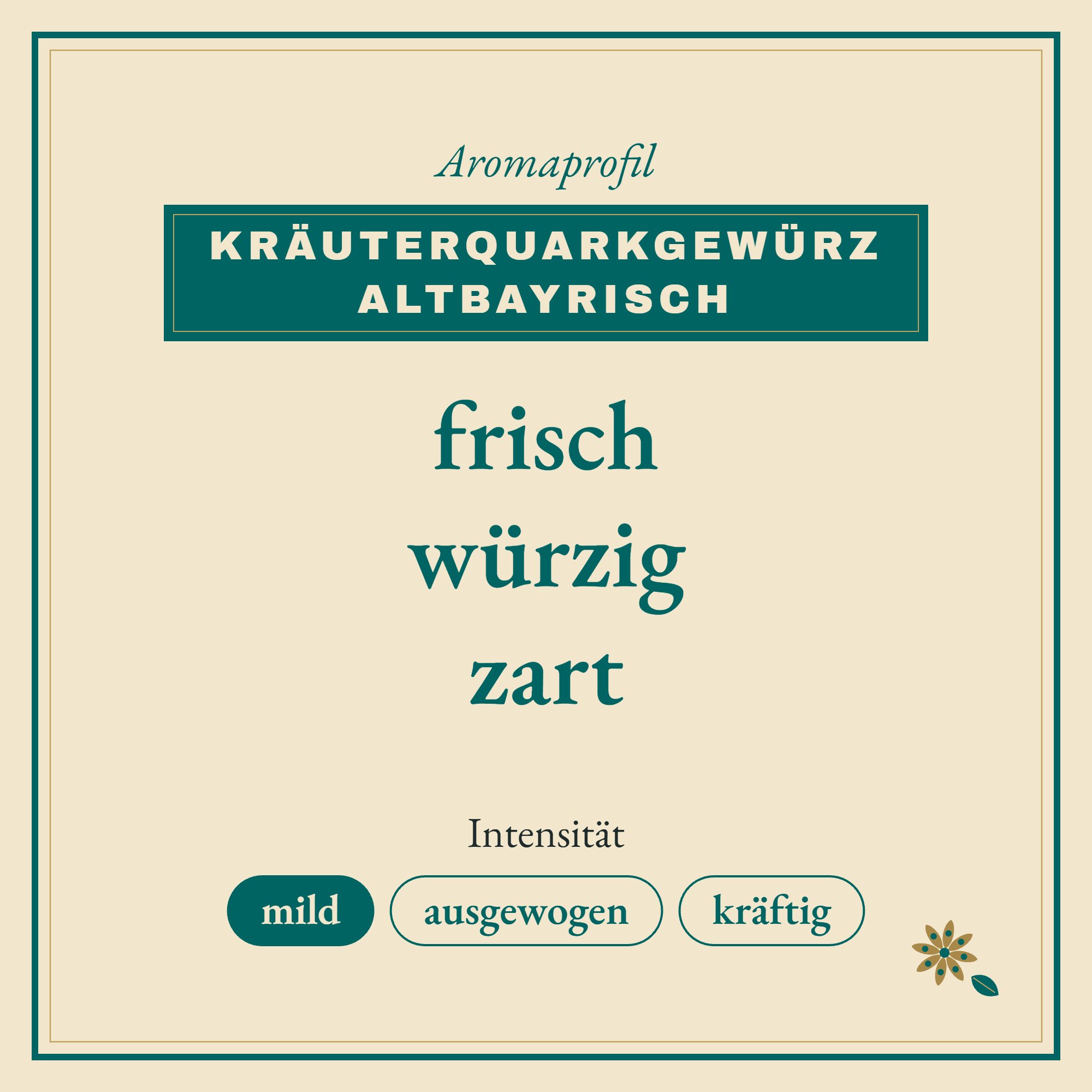 Aromaprofil Kräuterquarkgewürz altbayrisch: frisch, würzig und zart
