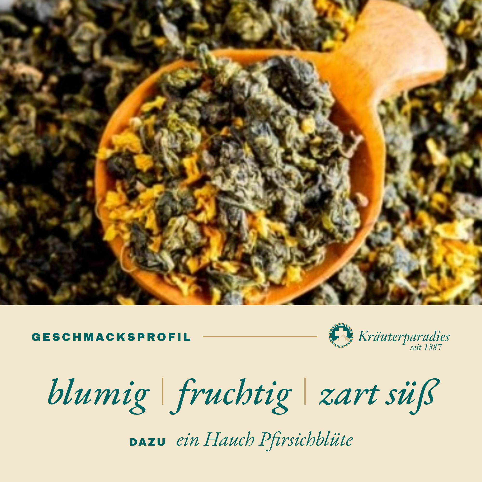 Oolong Tee Huan Jin Gui Geschmacksprofil: blumig, fruchtig, zart süß