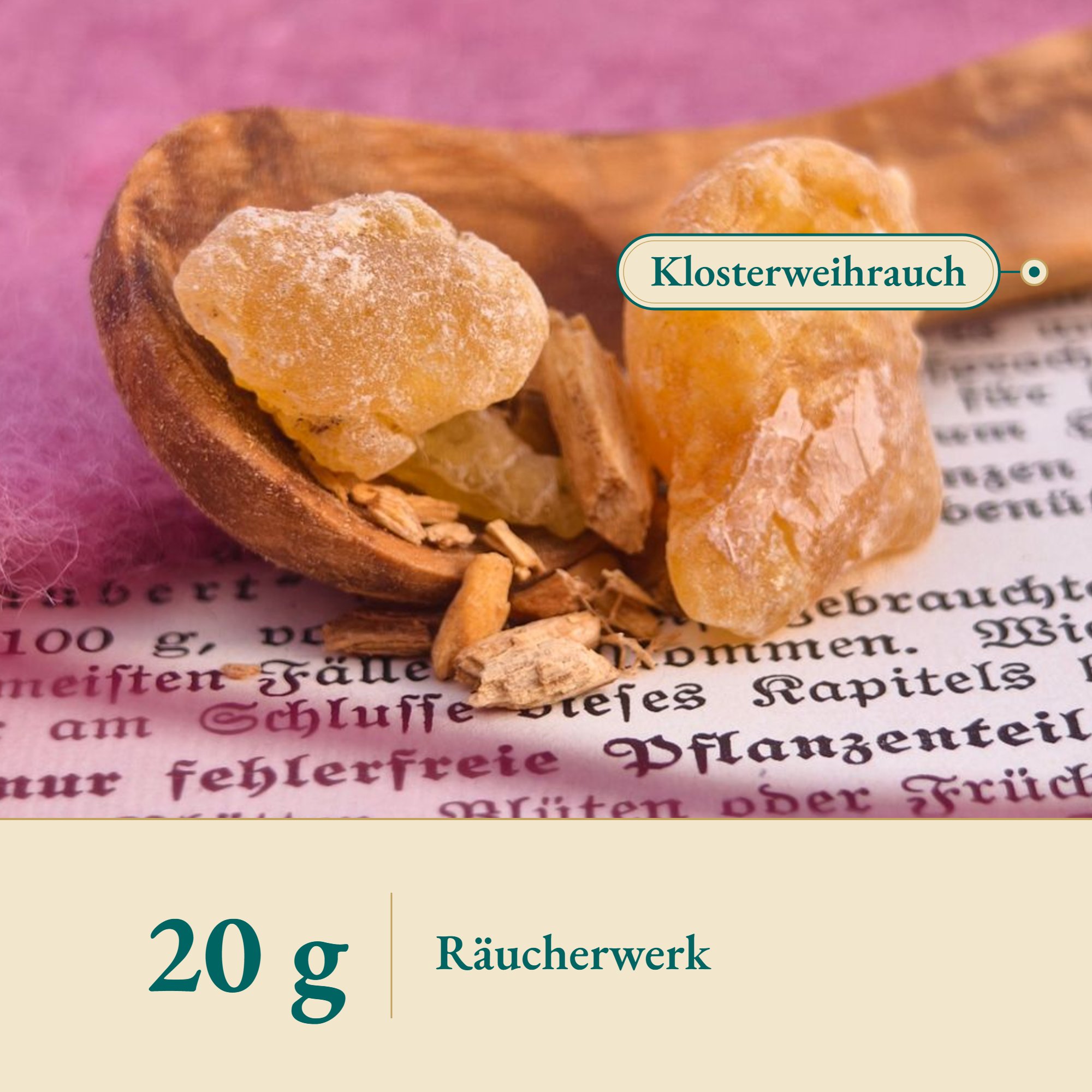 Nahaufnahme Klosterweihrauch St. Angela – Kräuterparadies seit 1887