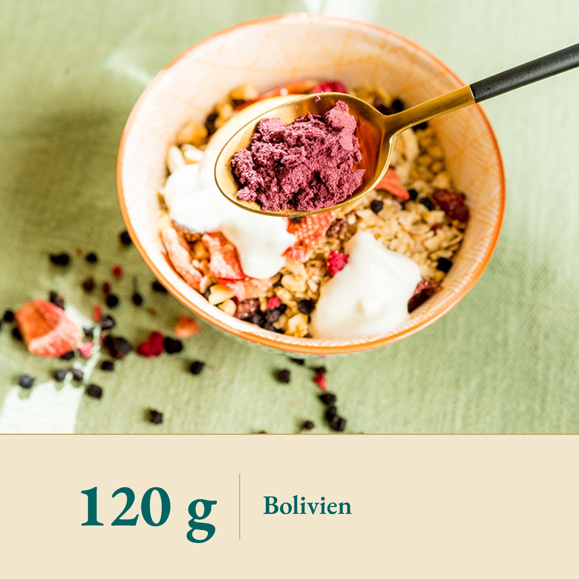 Nahaufnahme Acai Pulver Bolivien – Kräuterparadies seit 1887