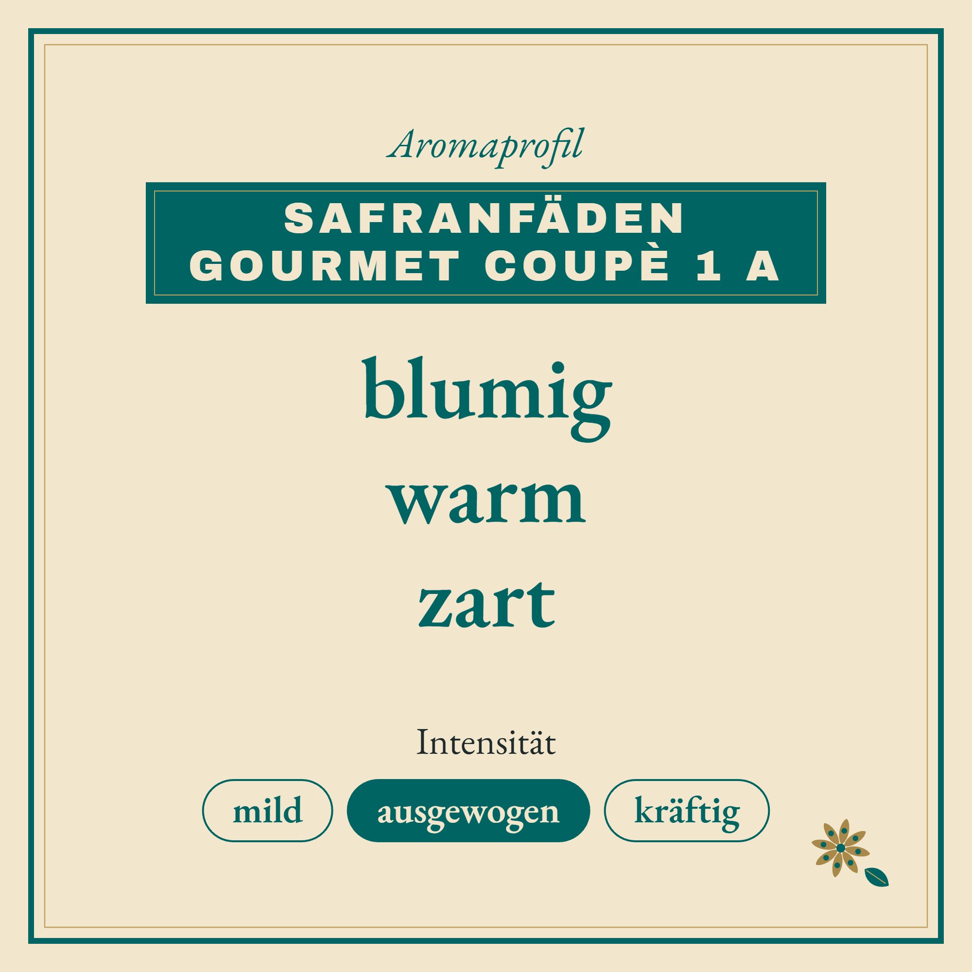 Aromaprofil Safranfäden Gourmet Coupè 1 A: blumig, warm und zart