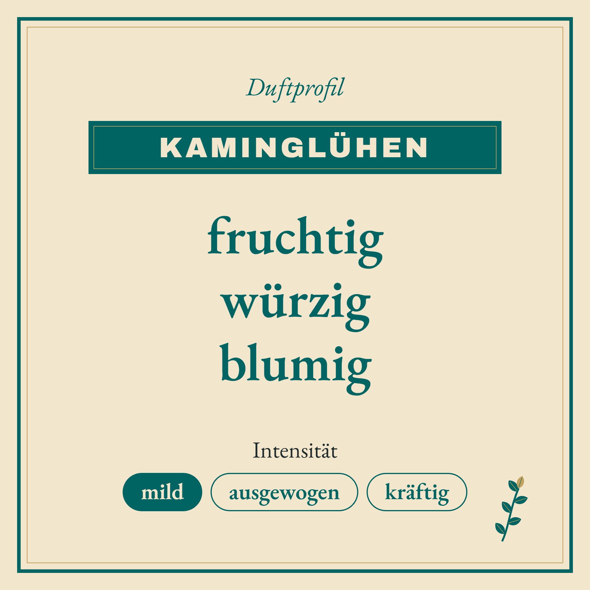 Duftprofil Kaminglühen: fruchtig, würzig und blumig