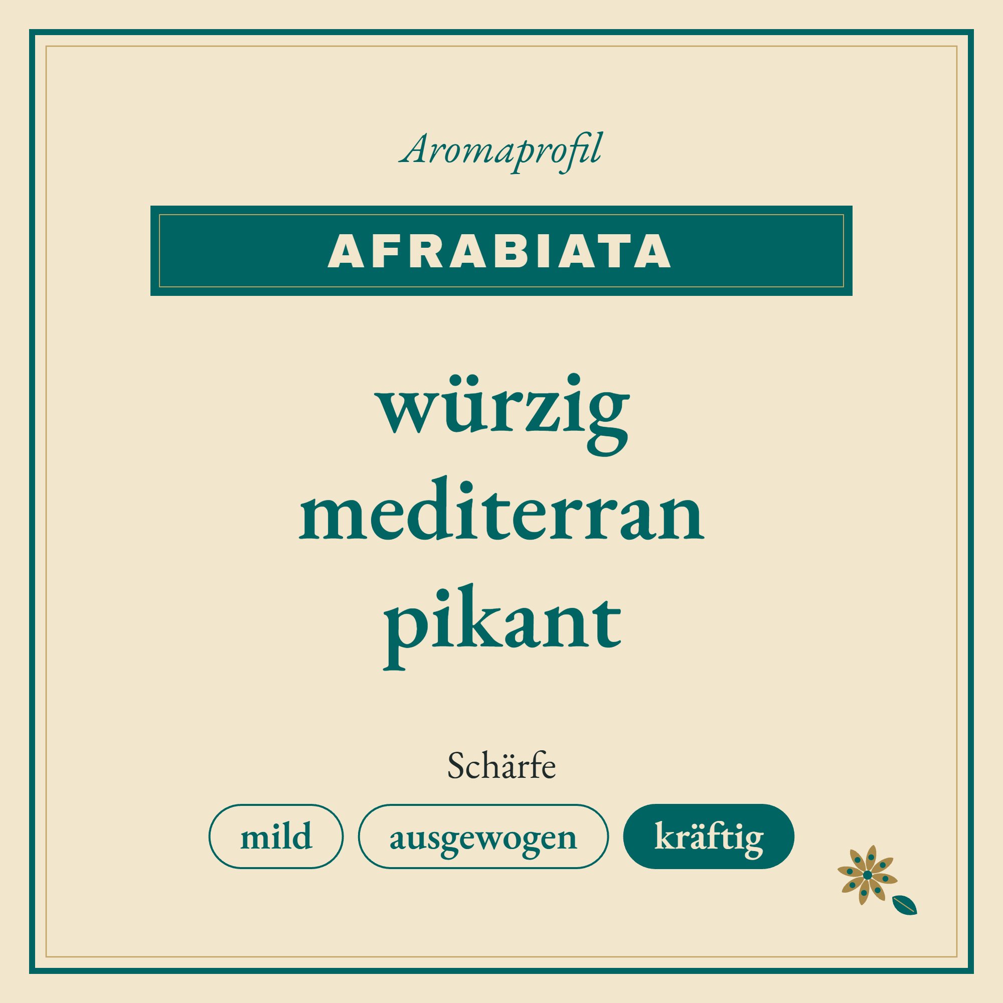 Aromaprofil Afrabiata: würzig, mediterran und pikant