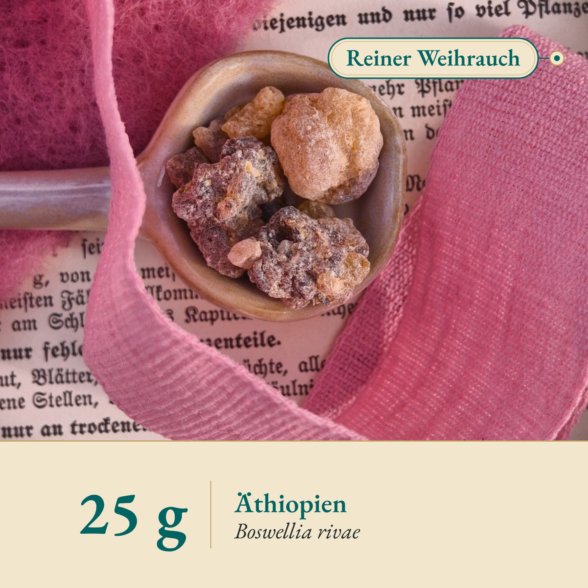 Nahaufnahme Weihrauch rivae aus Ogaden Grad 1 aus Äthiopien – Kräuterparadies seit 1887