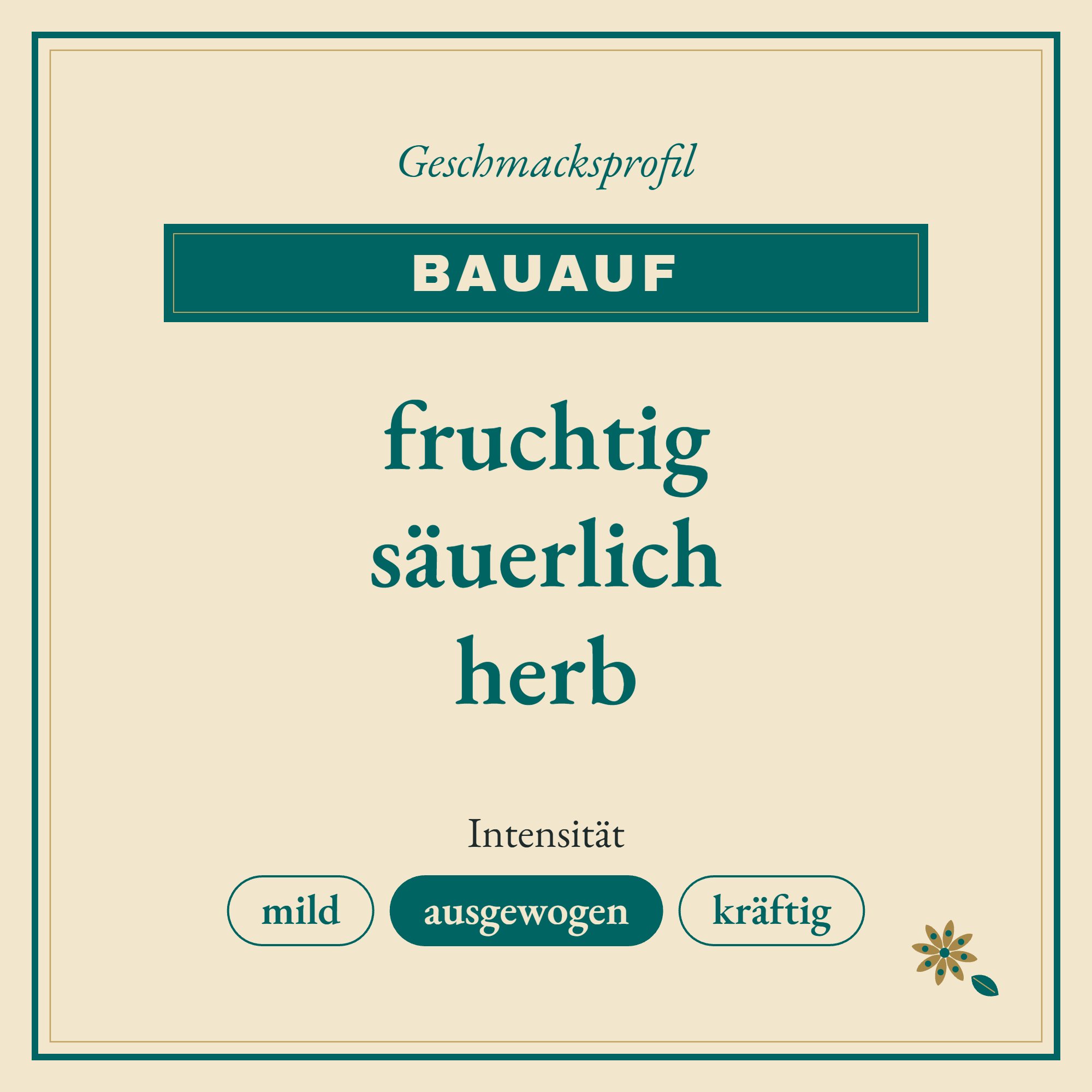 Geschmacksprofil BauAuf: fruchtig, säuerlich und herb