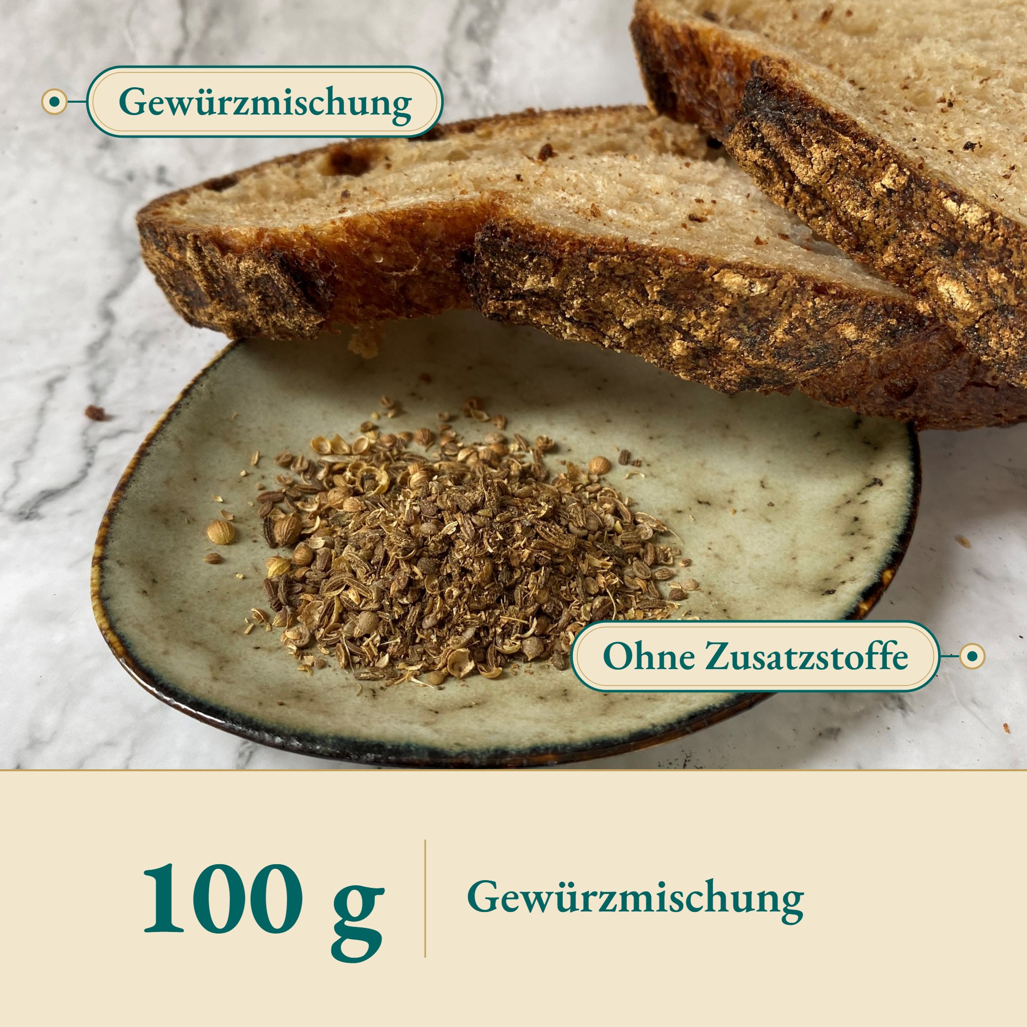 Nahaufnahme Brotgewürz altbayrisch – Kräuterparadies seit 1887