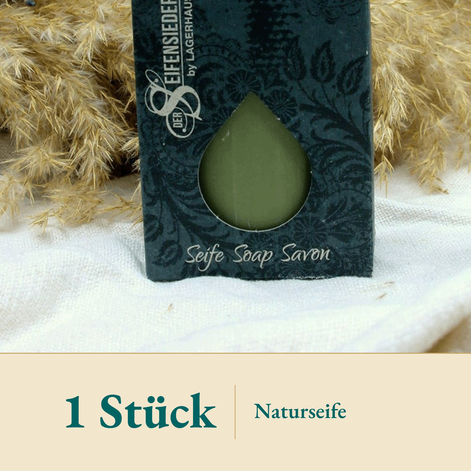 Nahaufnahme Oliven-Lemongrassseife 150 g – Kräuterparadies seit 1887