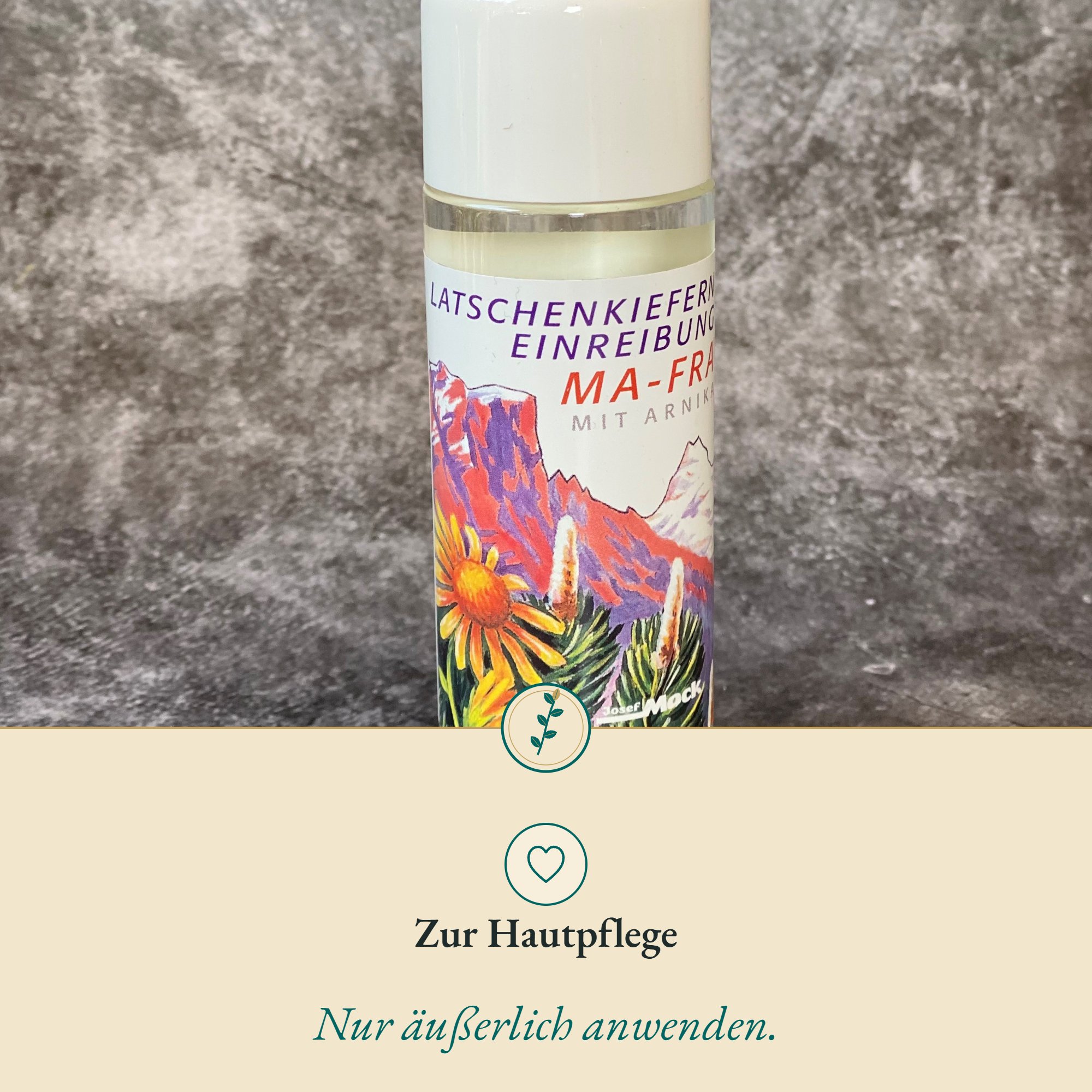 Anwendung Latschenkiefern-Franzbrandwein m. Arnika: zur Hautpflege