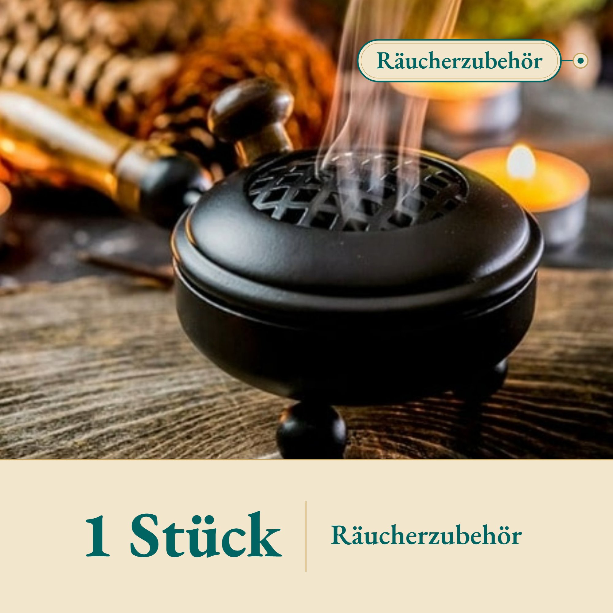 Nahaufnahme Räucherpfanne A groß D 11 cm – Kräuterparadies seit 1887