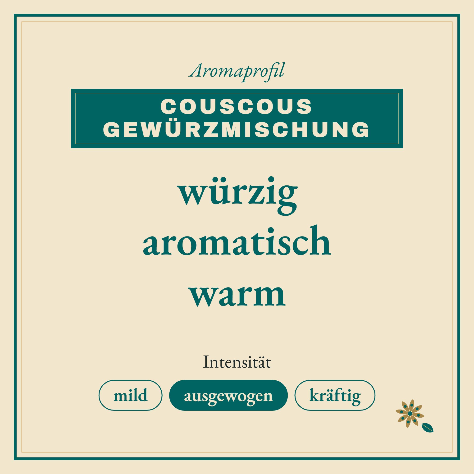 Aromaprofil Couscous Gewürzmischung: würzig, aromatisch und warm