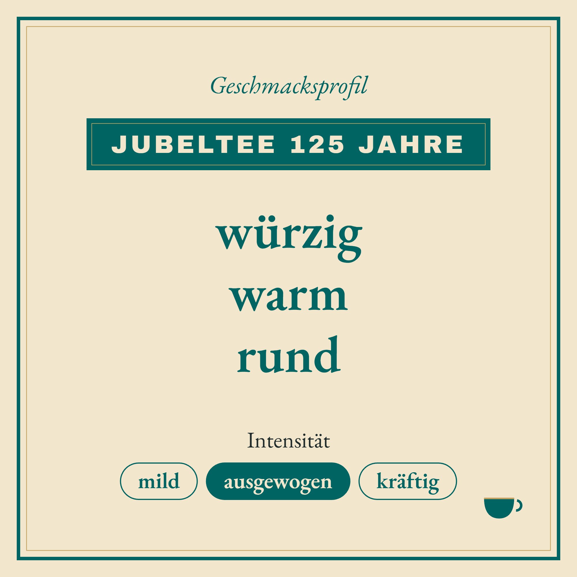 Geschmacksprofil Jubeltee 125 Jahre: würzig, warm und rund