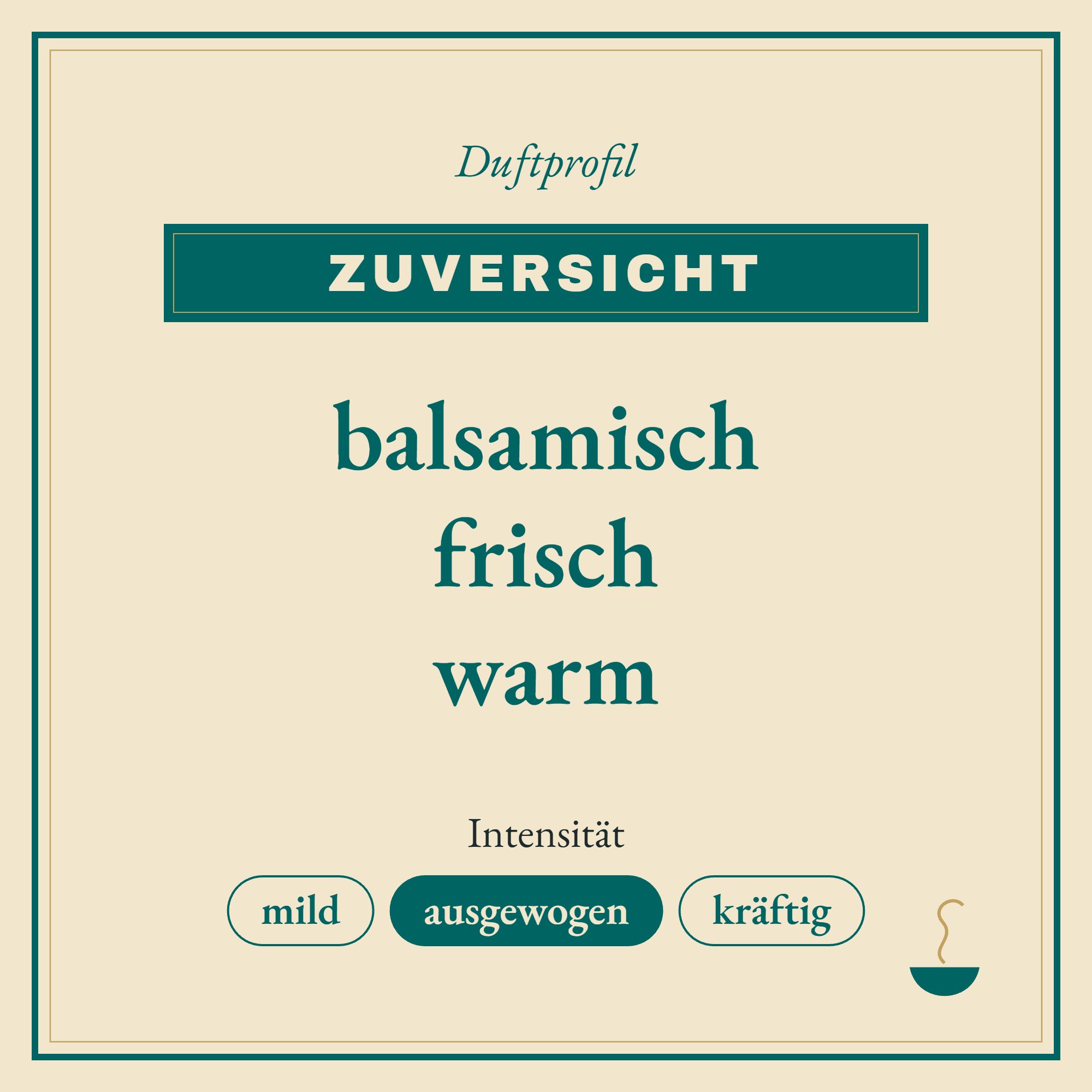 Duftprofil Zuversicht: balsamisch, frisch und warm
