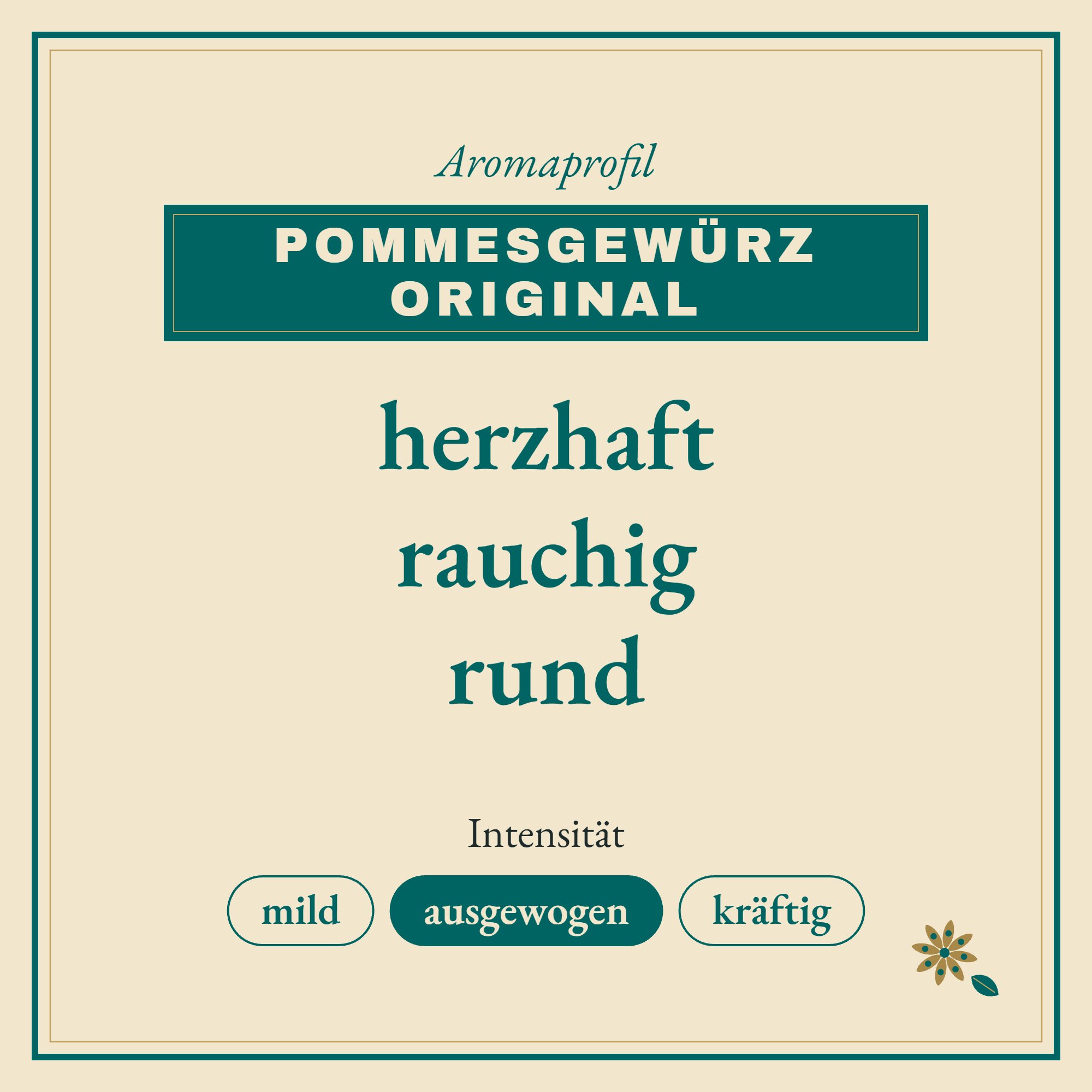 Aromaprofil Pommesgewürz original: herzhaft, rauchig und rund