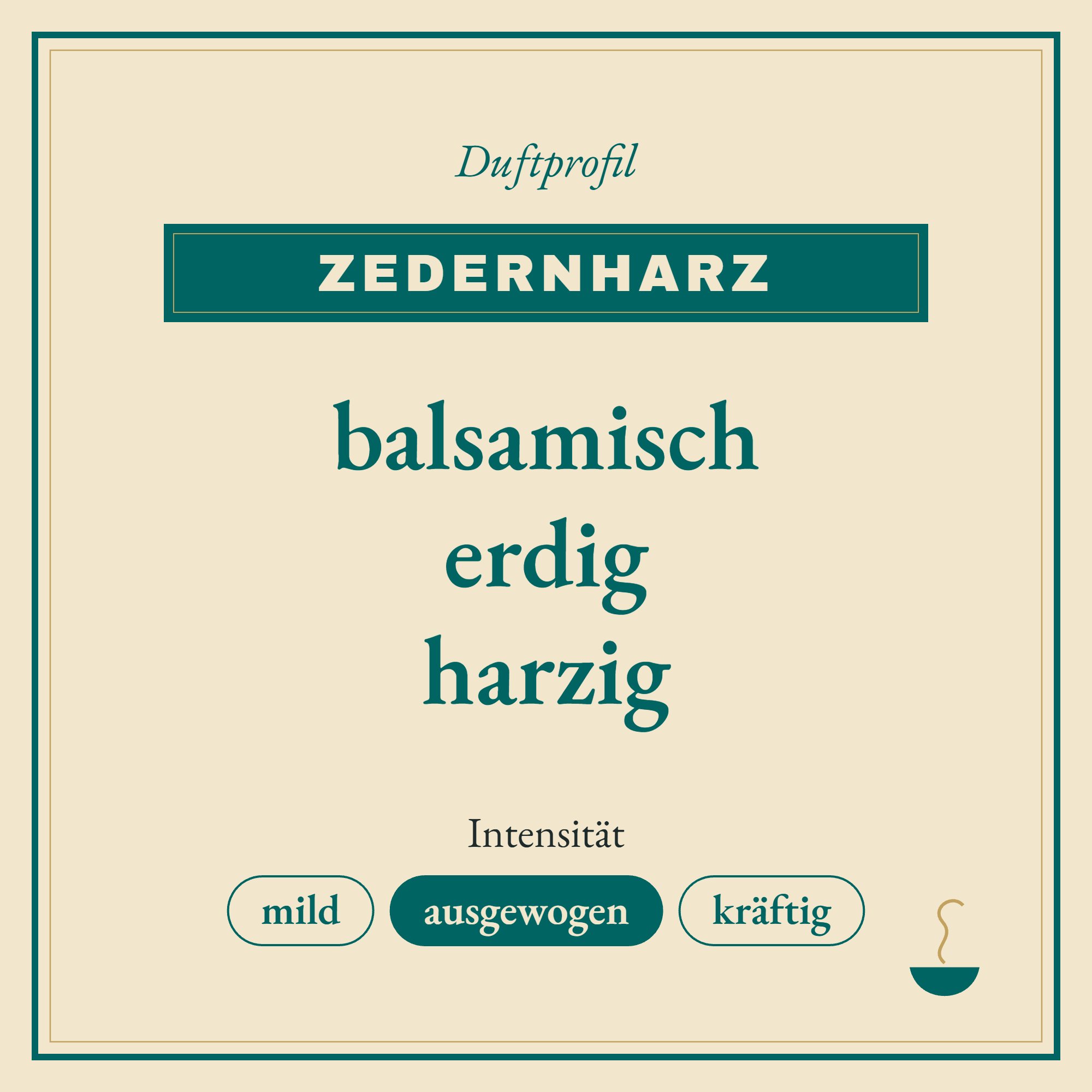 Duftprofil Zedernharz: balsamisch, erdig und harzig