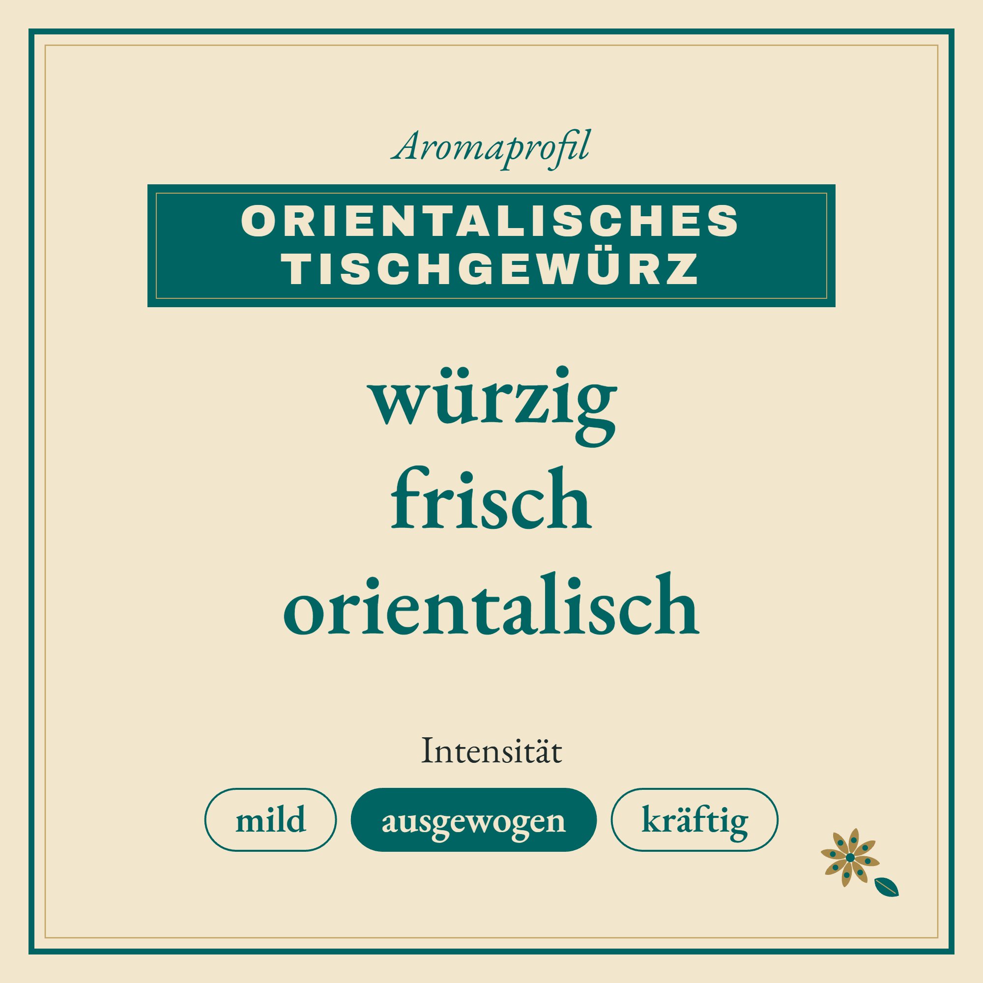 Aromaprofil orientalisches Tischgewürz: würzig, frisch und orientalisch