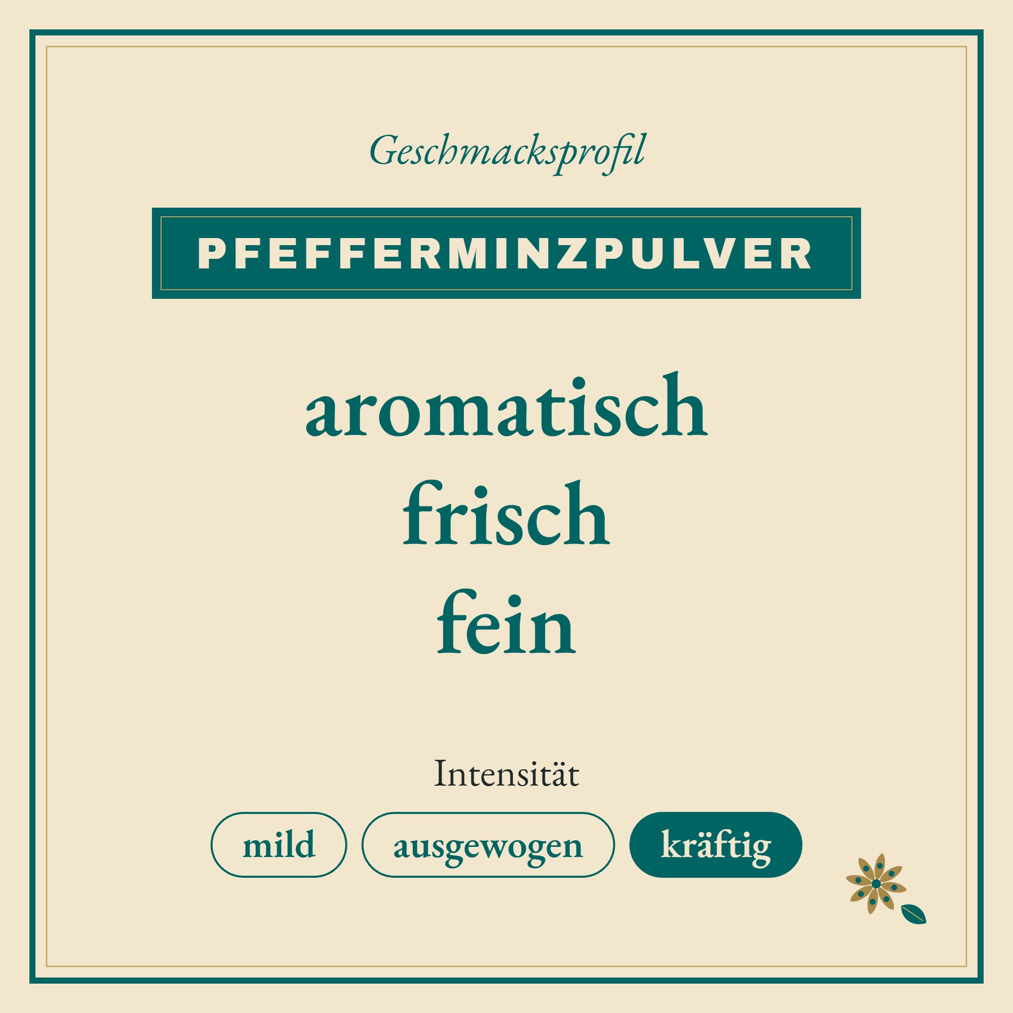 Geschmacksprofil Pfefferminzpulver: aromatisch, frisch und fein