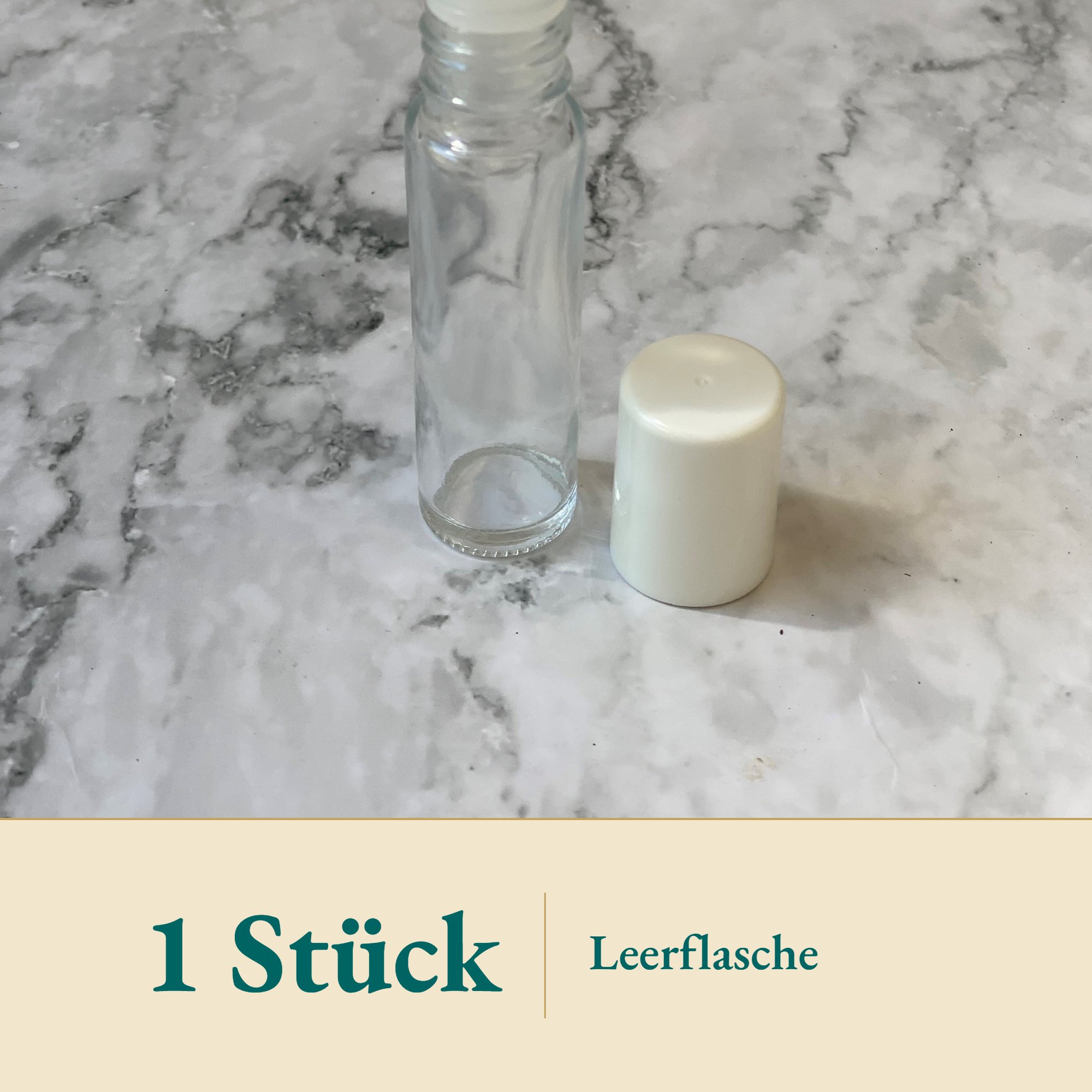 Nahaufnahme Roll on Flasche klar 10 ml – Kräuterparadies seit 1887