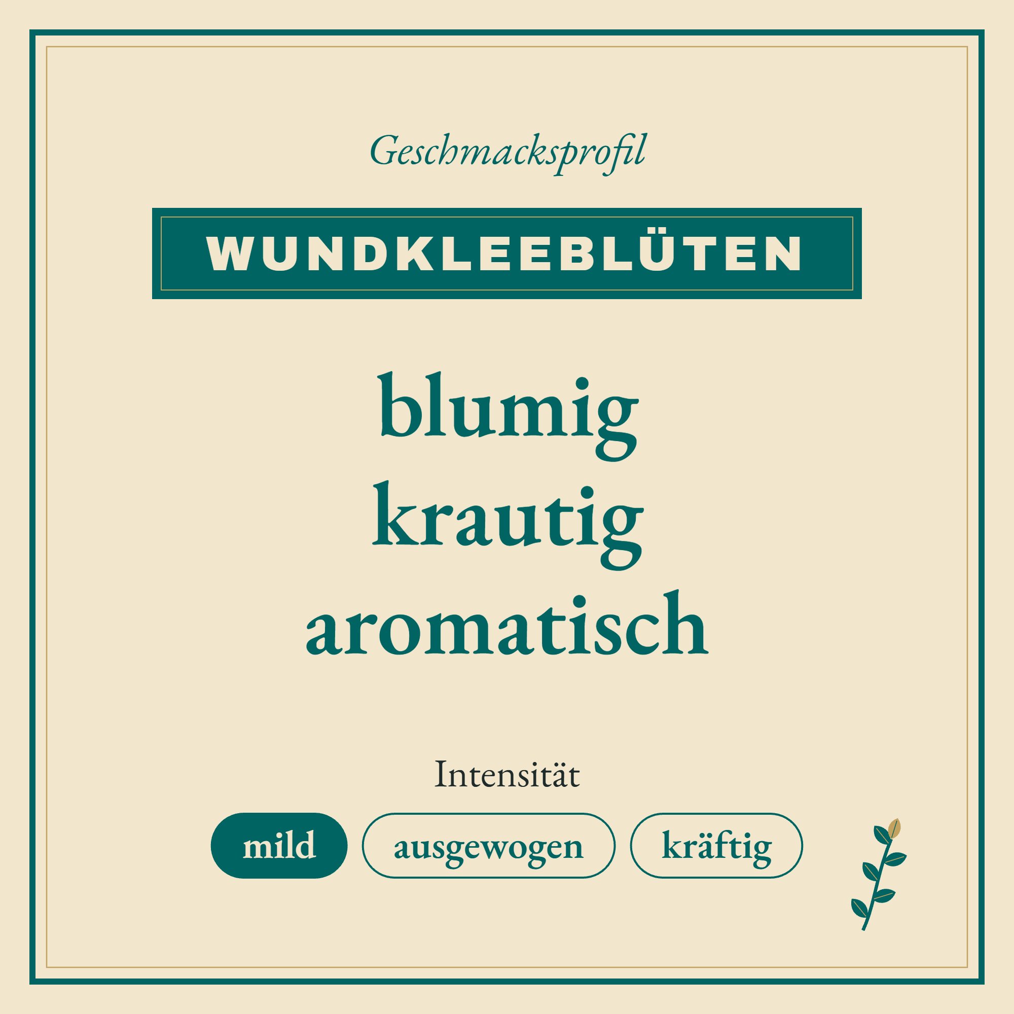 Geschmacksprofil Wundkleeblüten: blumig, krautig und aromatisch