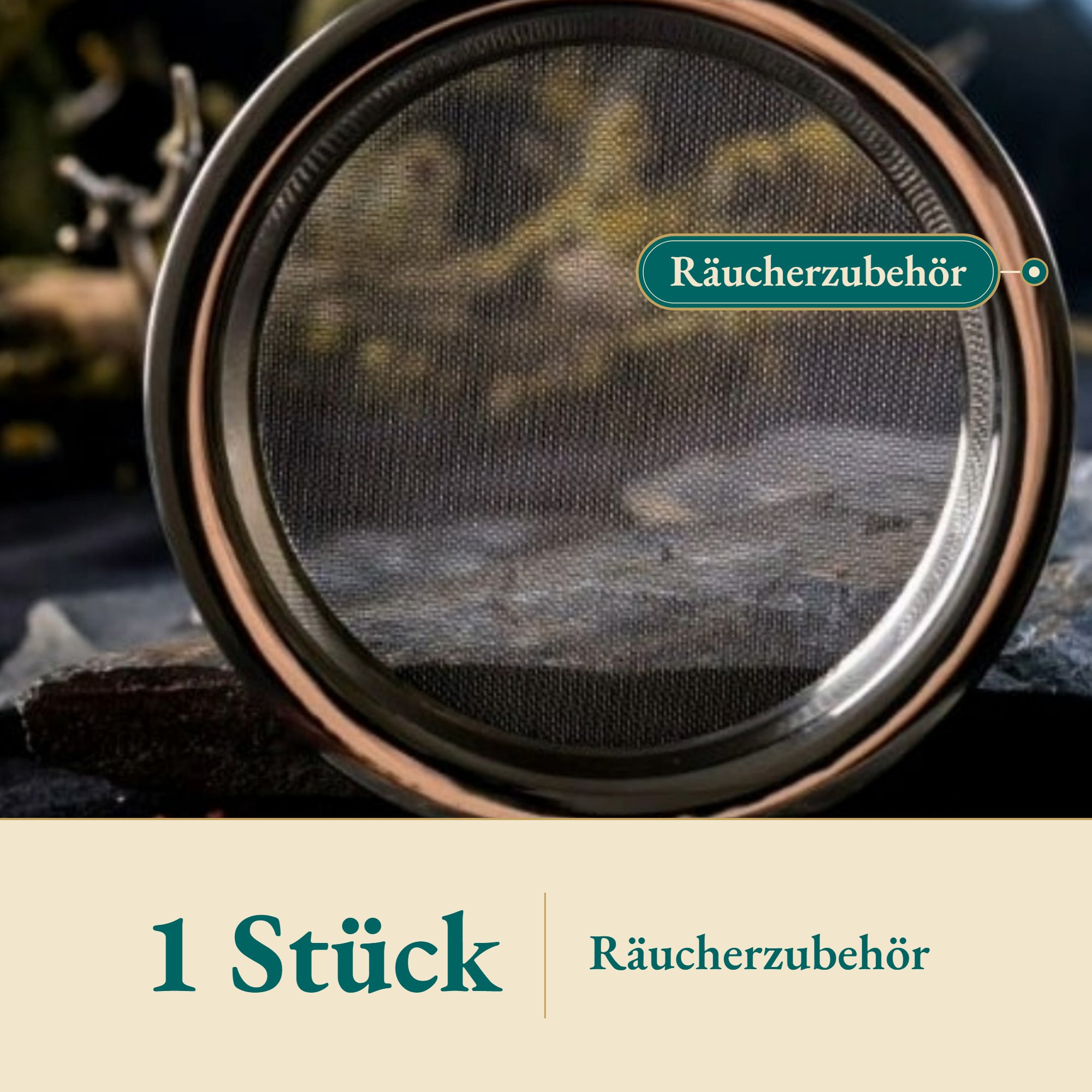 Nahaufnahme Räuchersieb 12 cm – Kräuterparadies seit 1887