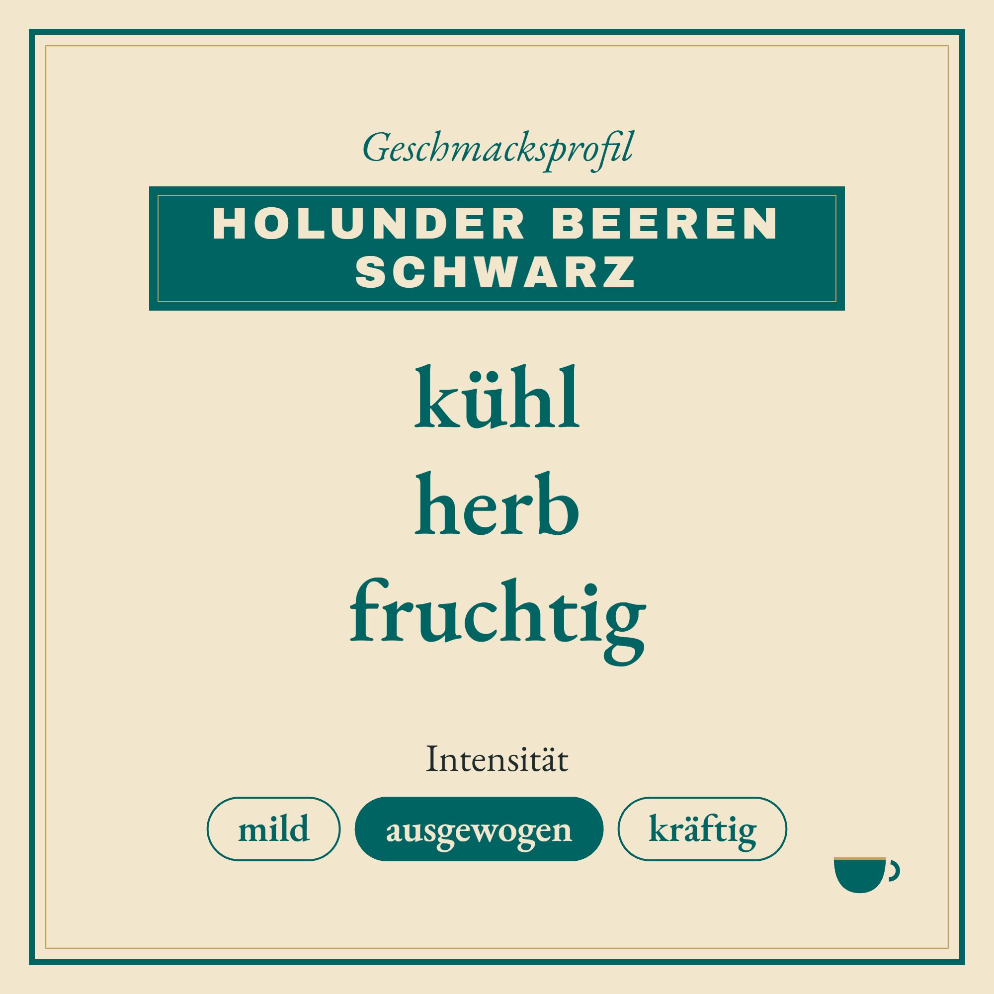 Geschmacksprofil Holunder Beeren schwarz: kühl, herb und fruchtig