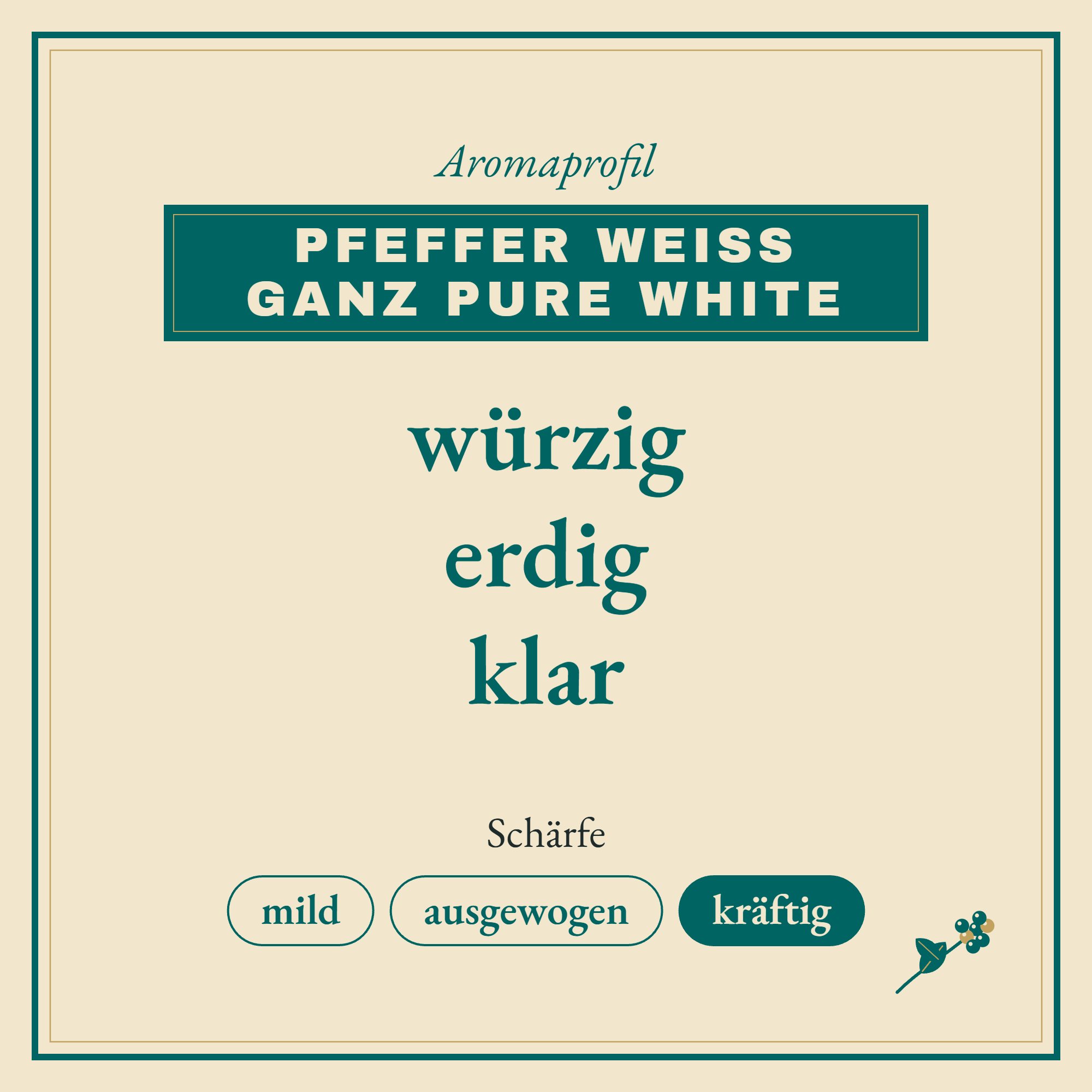 Aromaprofil Pfeffer weiß ganz pure white: würzig, erdig und klar