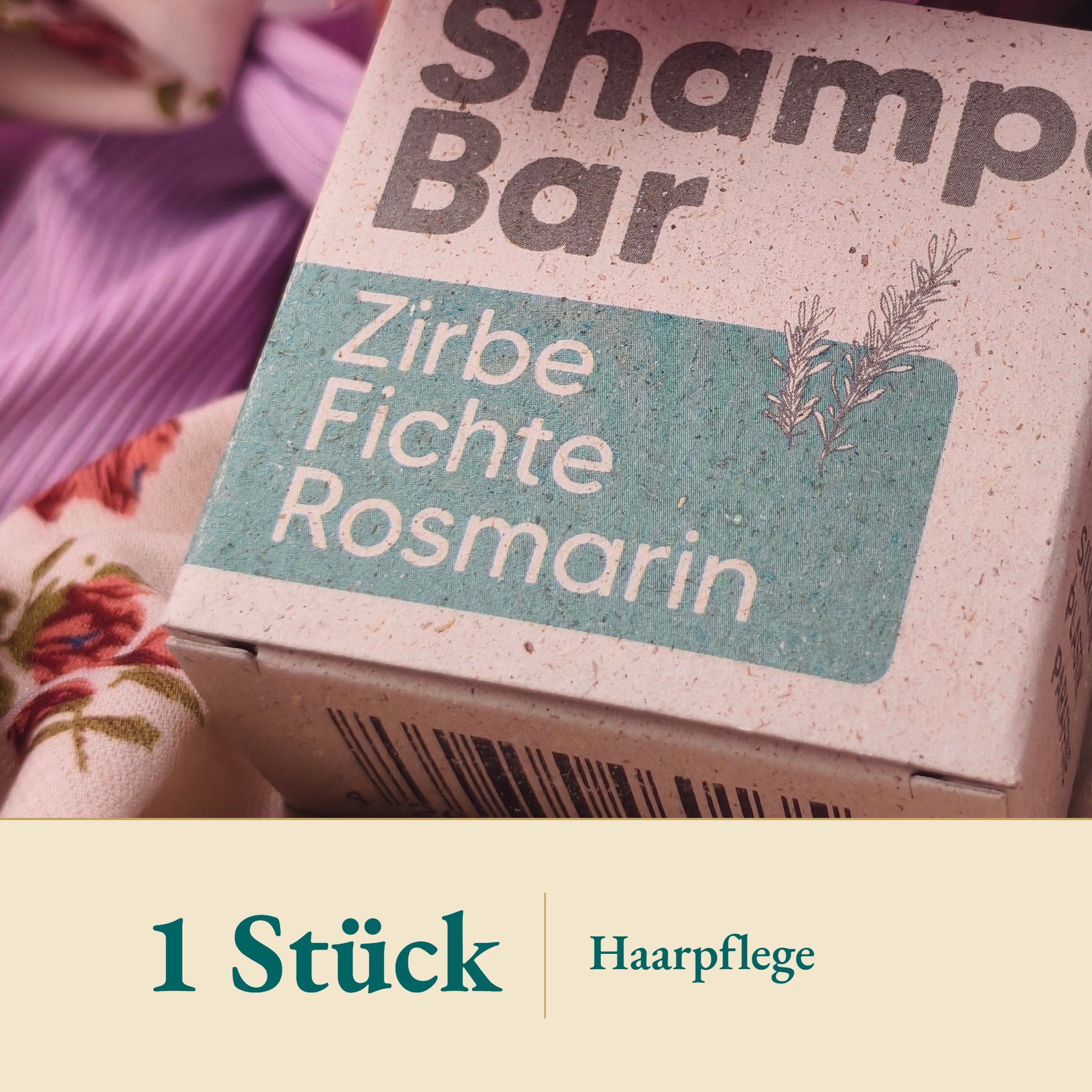 Nahaufnahme Haarshampoo Zirbe Fichte Rosmarin 70g – Kräuterparadies seit 1887