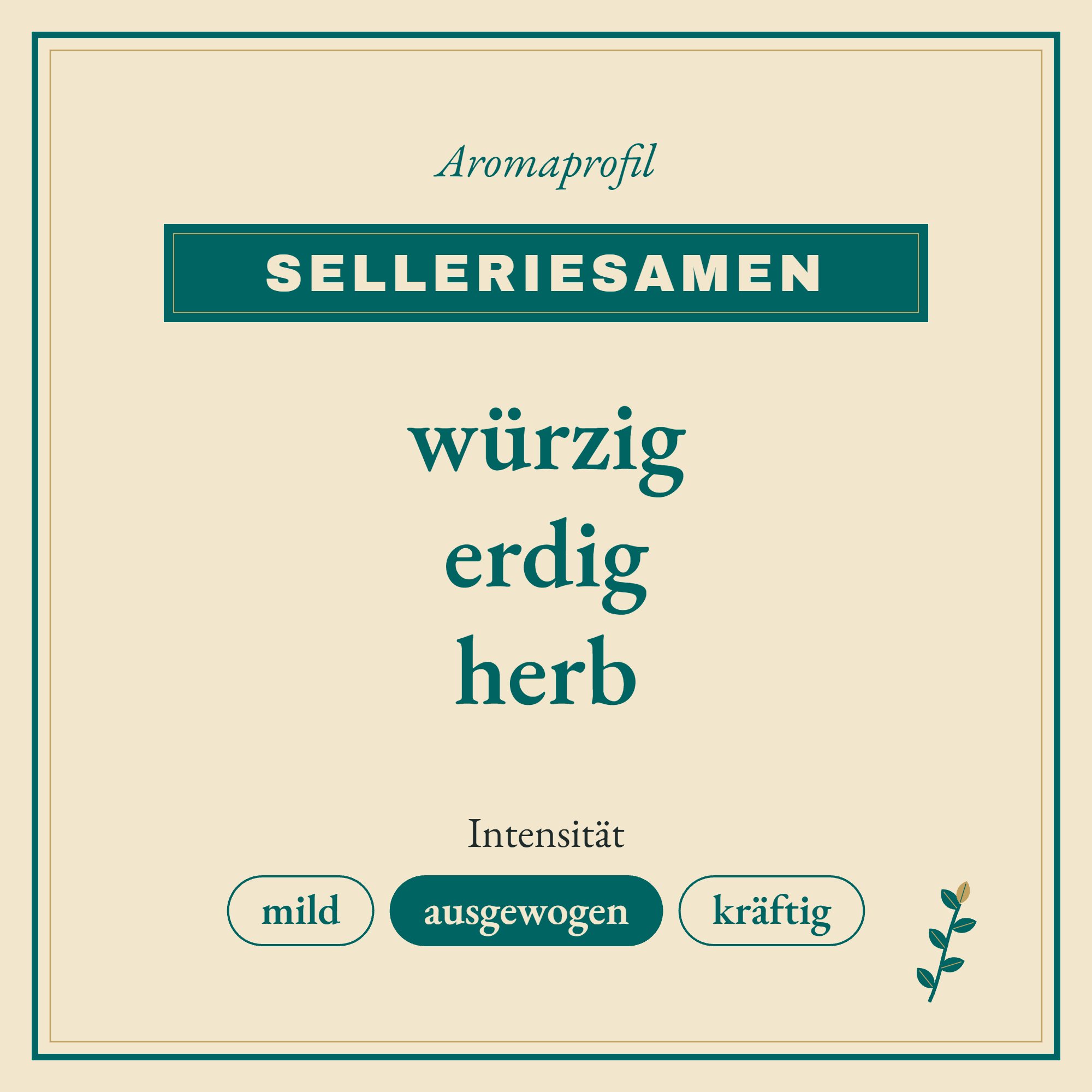 Aromaprofil Selleriesamen: würzig, erdig und herb