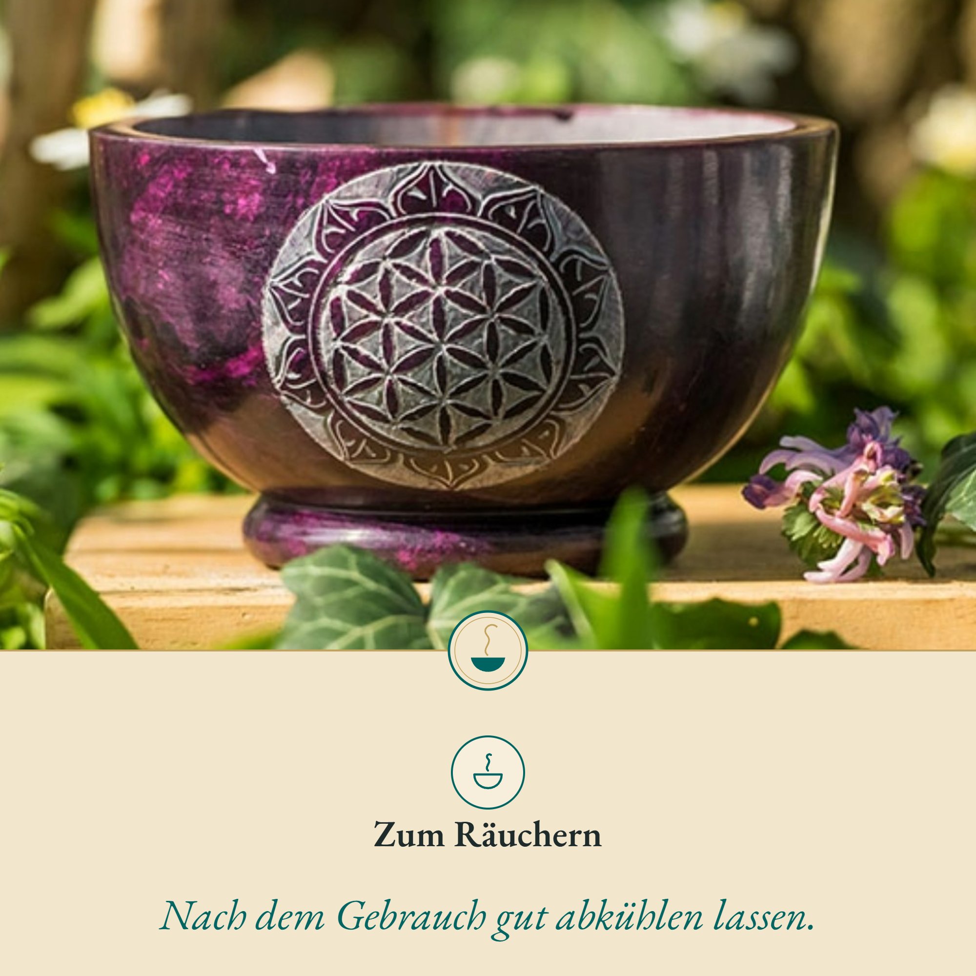 Anwendung Räucherschale Lebensblume fuchsia: zum Räuchern