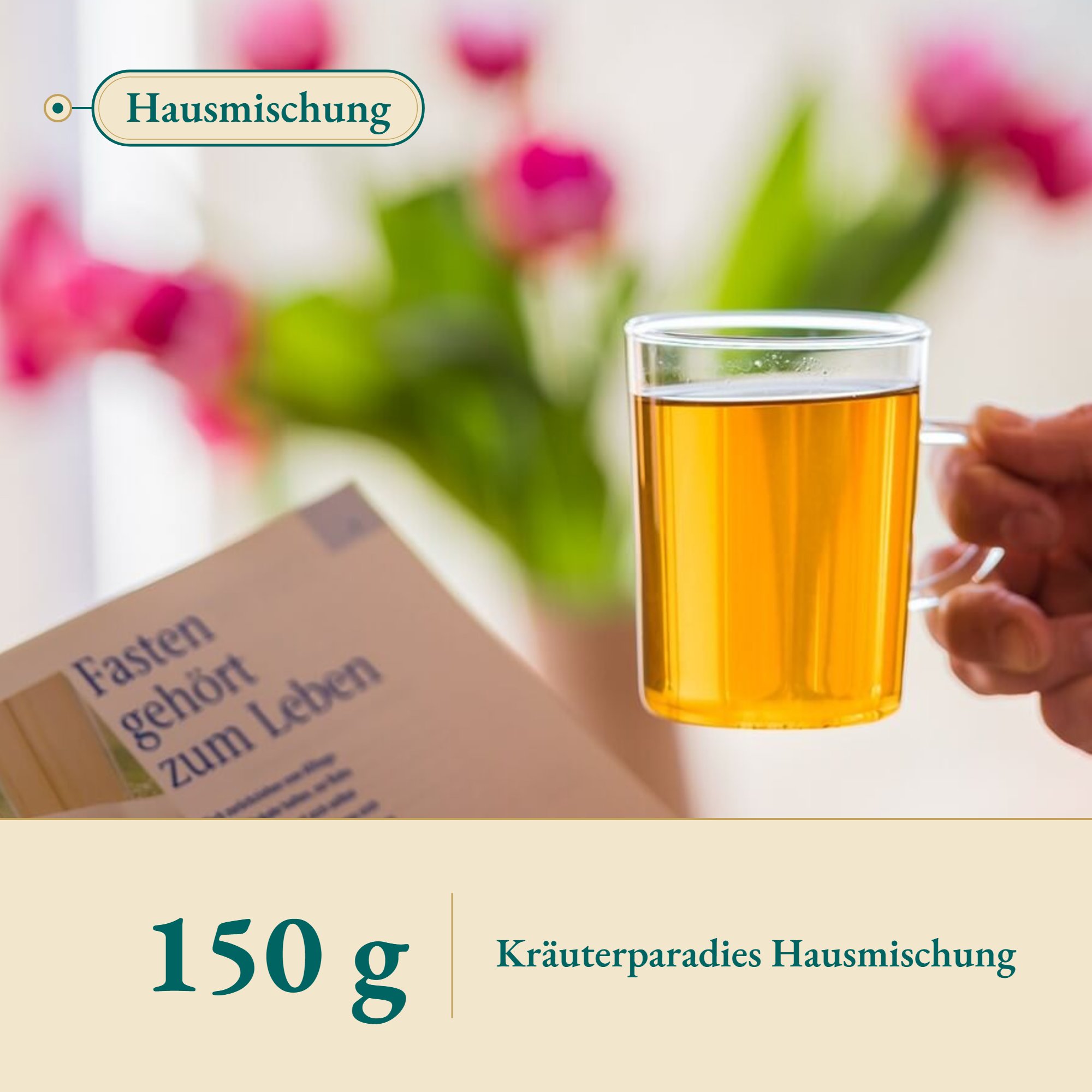 Nahaufnahme Fastentee – Kräuterparadies seit 1887