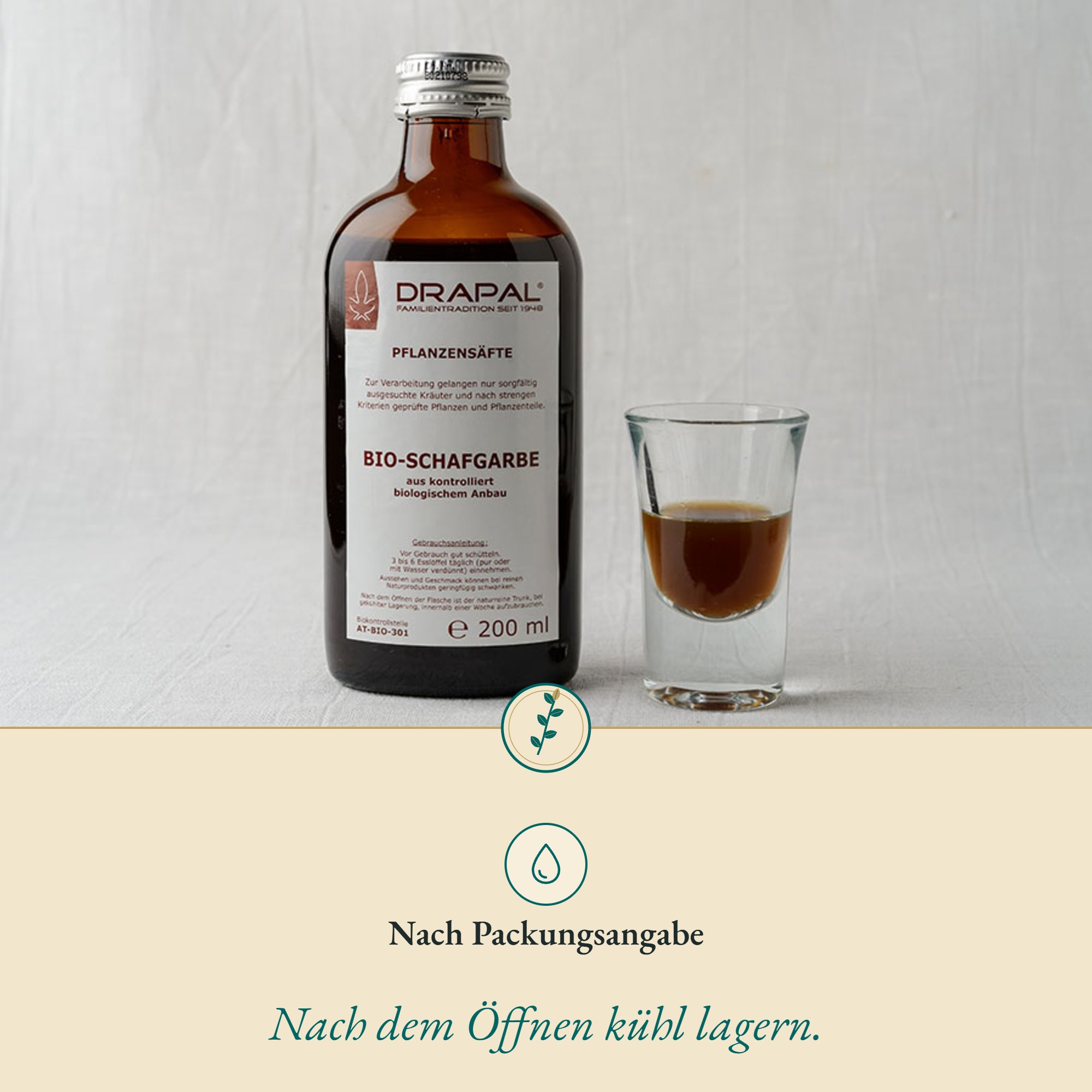 Anwendung Schafgarbe Pflanzensaft Bio: nach Packungsangabe