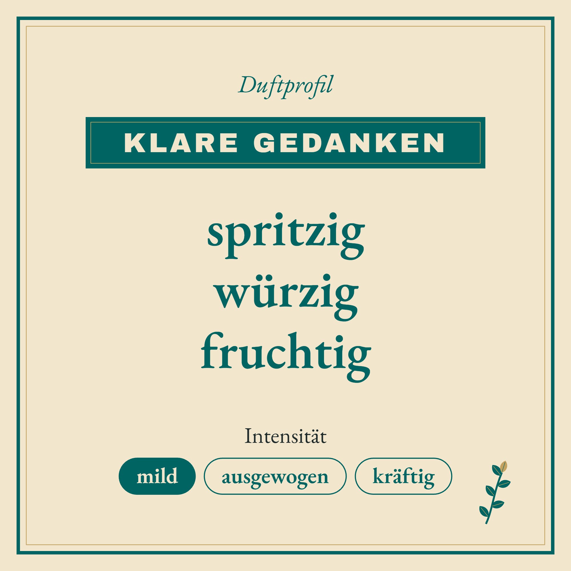 Duftprofil Klare Gedanken: spritzig, würzig und fruchtig