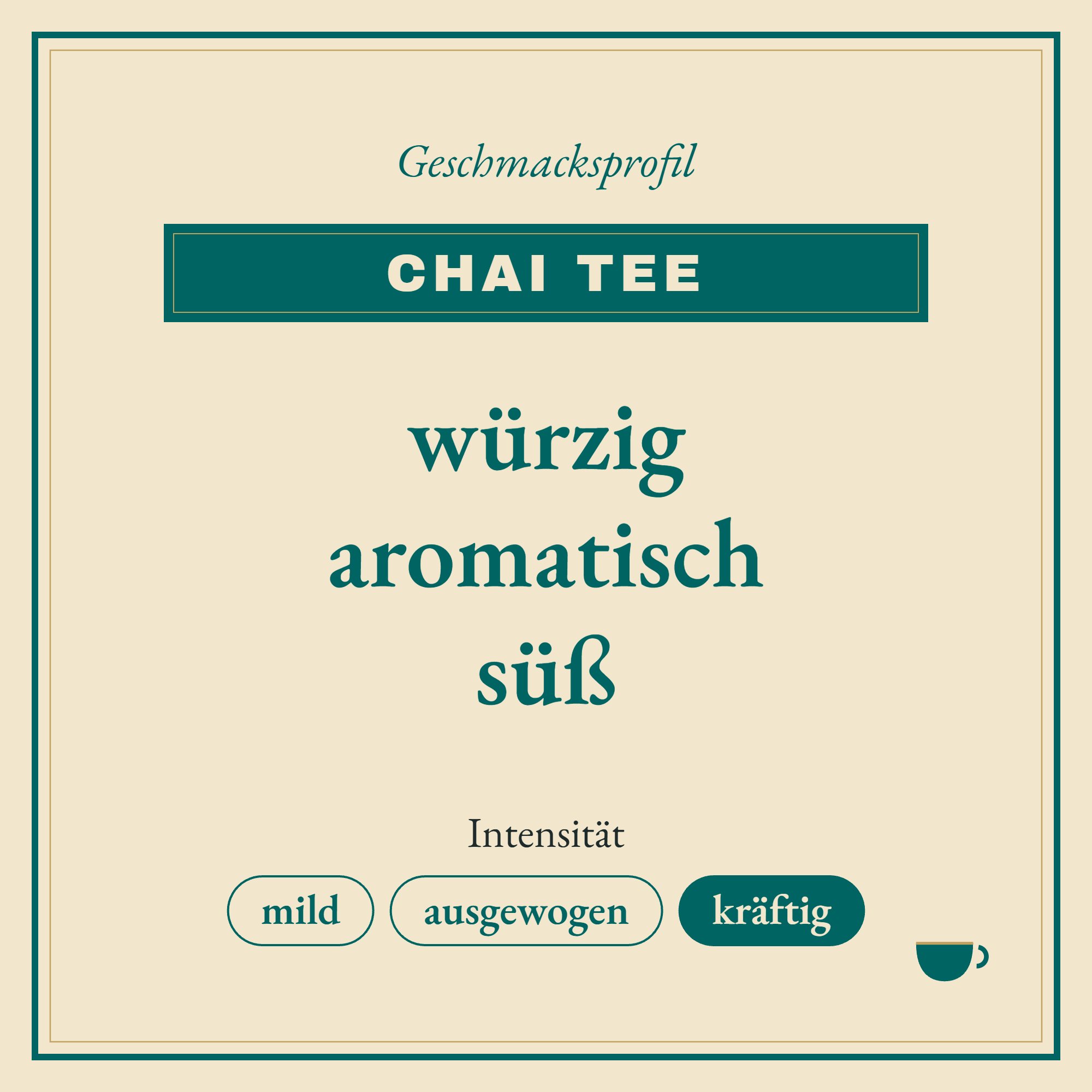 Geschmacksprofil Chai Tee: würzig, aromatisch und süß