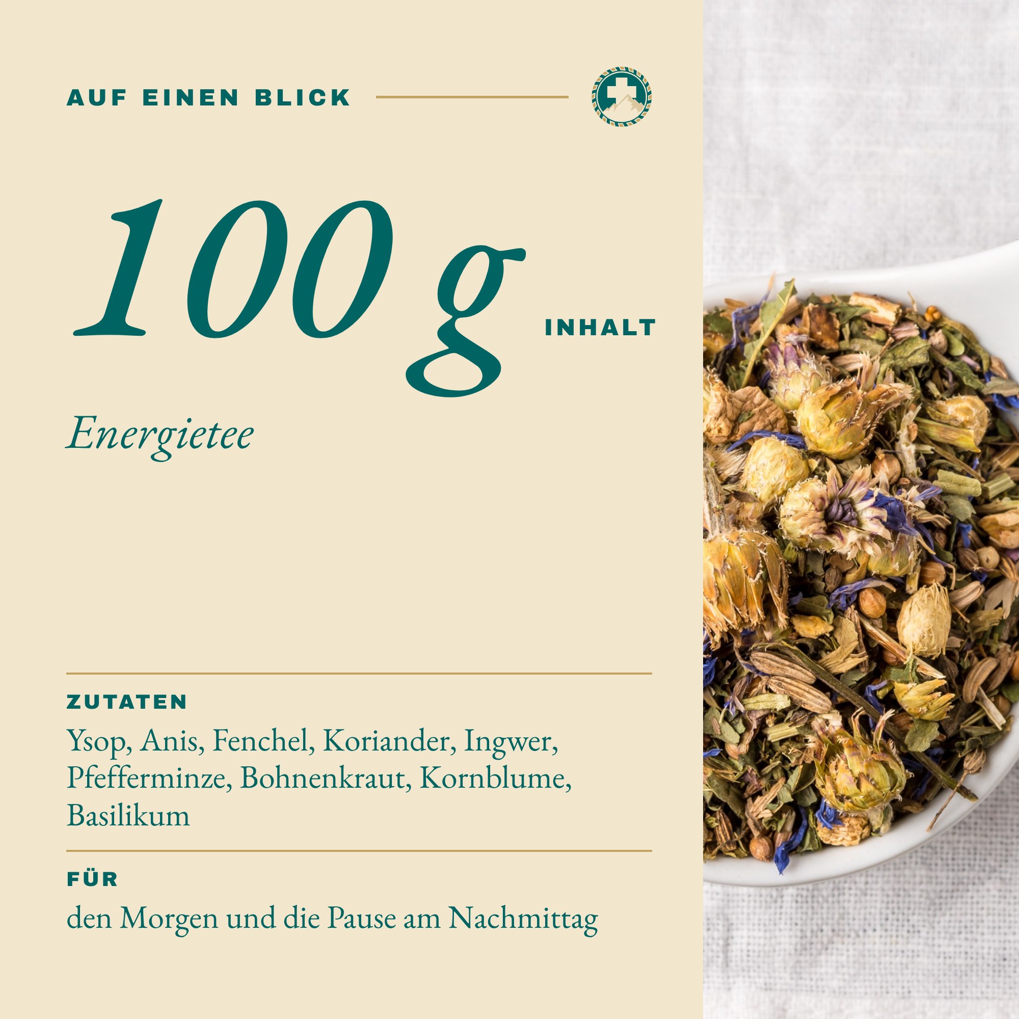 Energietee 100 g auf einen Blick: Inhalt und Zutaten