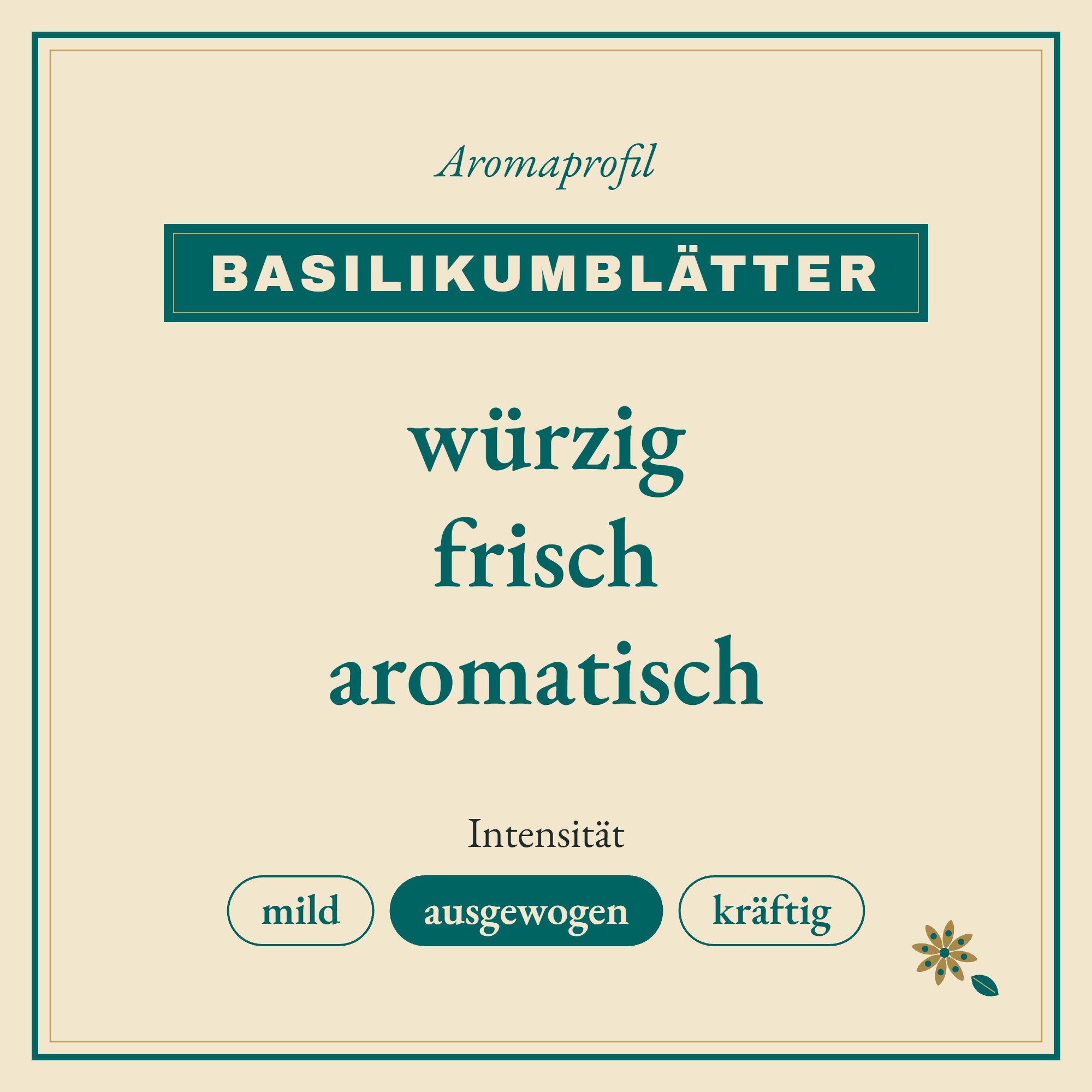 Aromaprofil Basilikumblätter: würzig, frisch und aromatisch